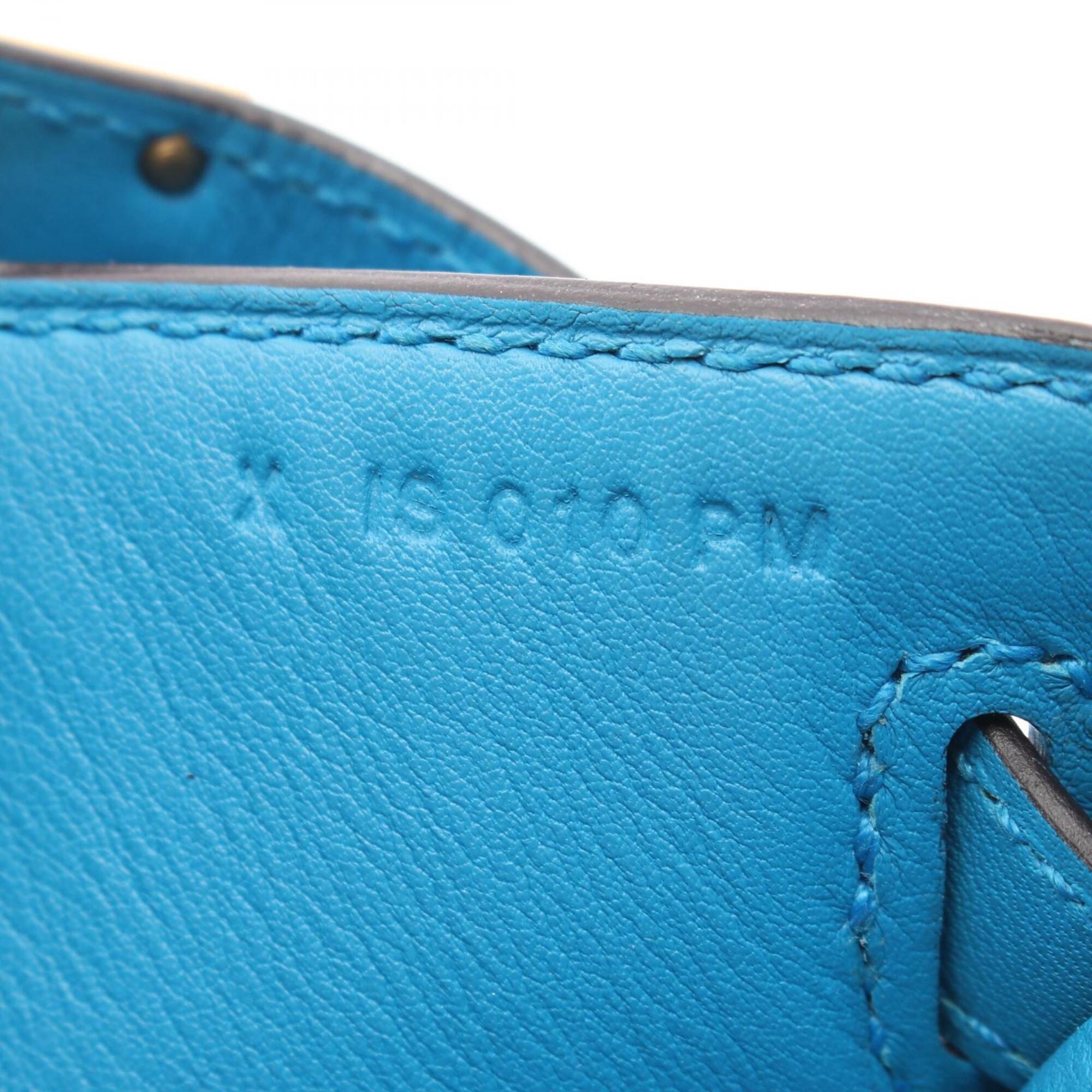 Hermes Blue Swift Leather Handbag Pochette (Pre-Owned)