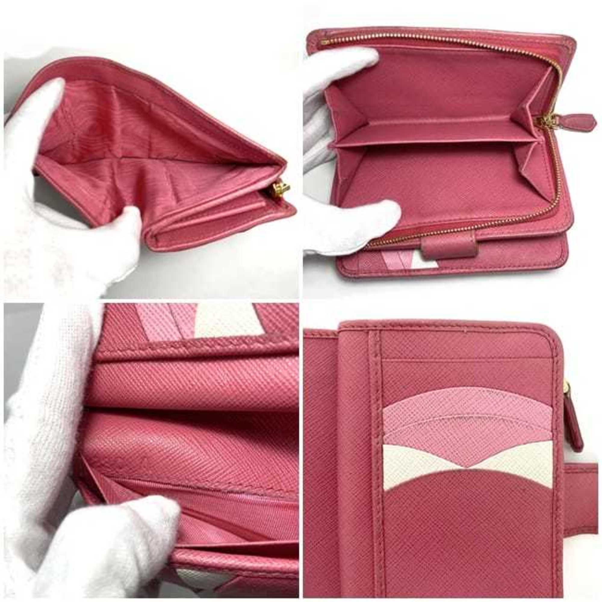 Prada Pink Saffiano Metal Wallet (Bi-Fold) (Pre-Owned)