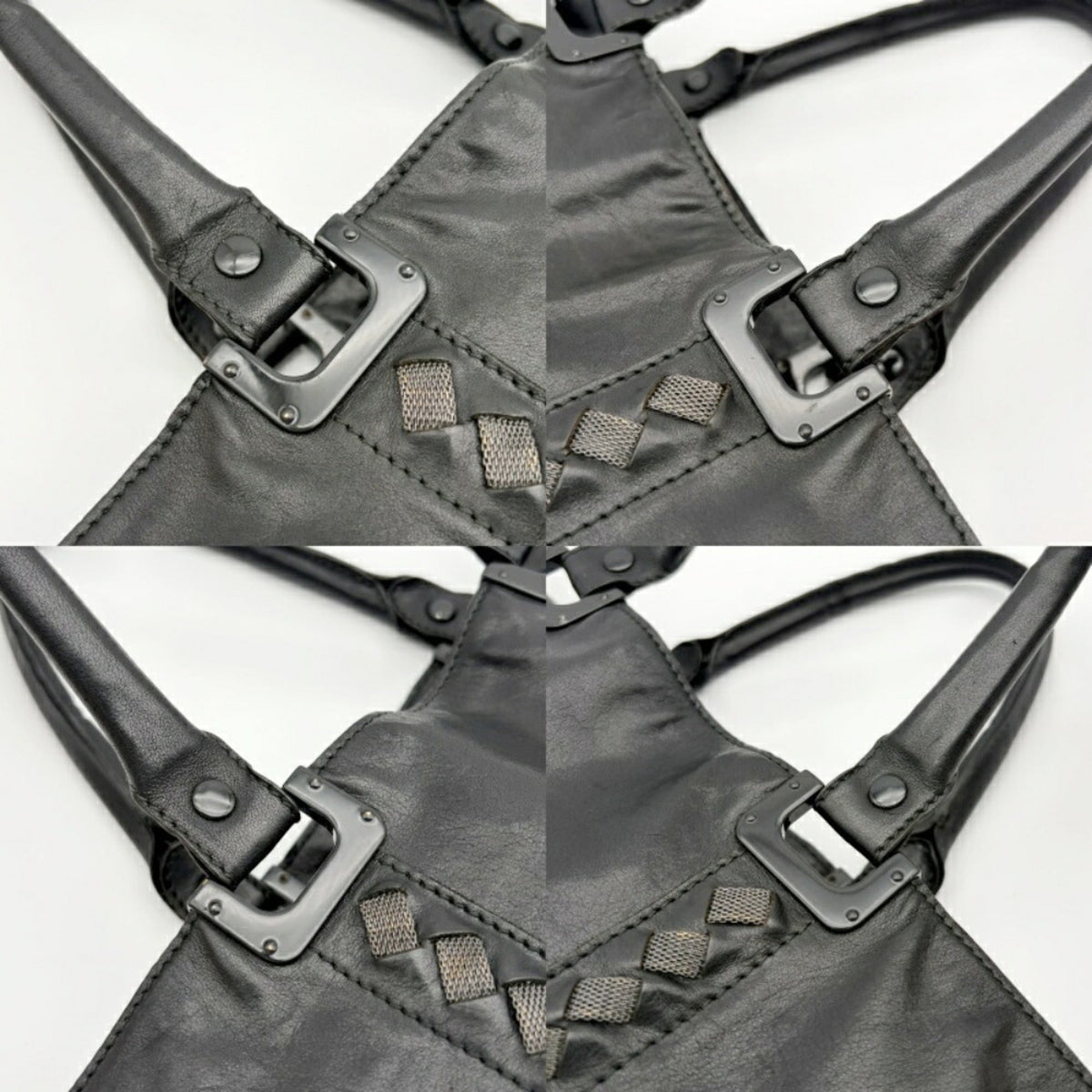 Bottega Veneta Black Leather Metal Mesh Tote Bag (Pre-Owned)