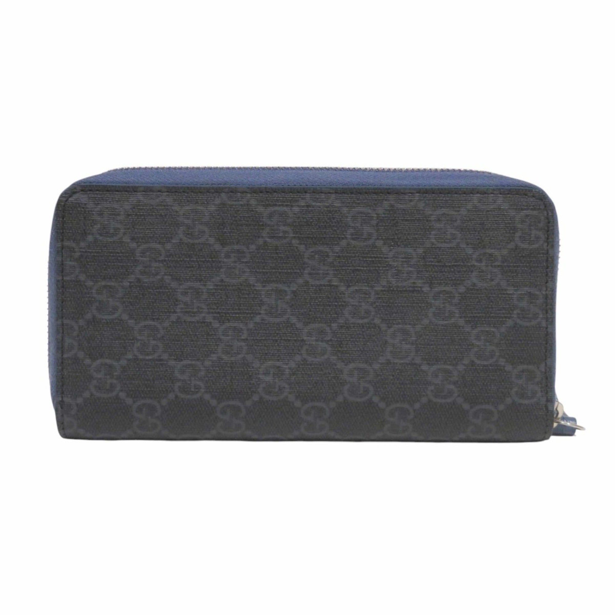 Gucci Gg Supreme Black Blue Gg Supreme Long Wallet (Bi-Fold) (Pre-Owned)