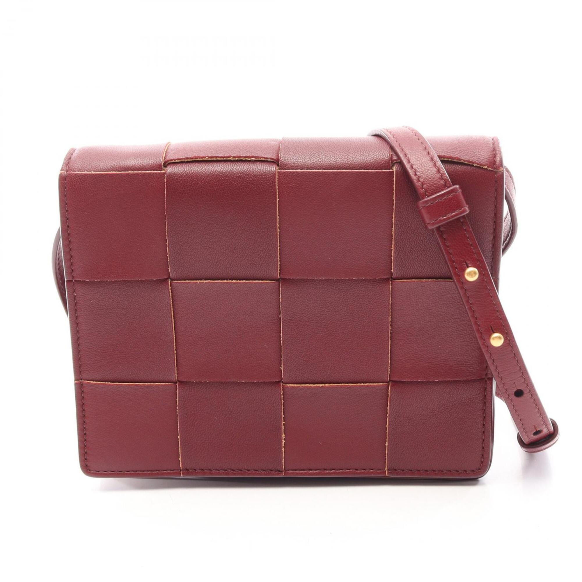 Bottega Veneta Bordeaux Leather Handbag Shoulder Bag (Pre-Owned)