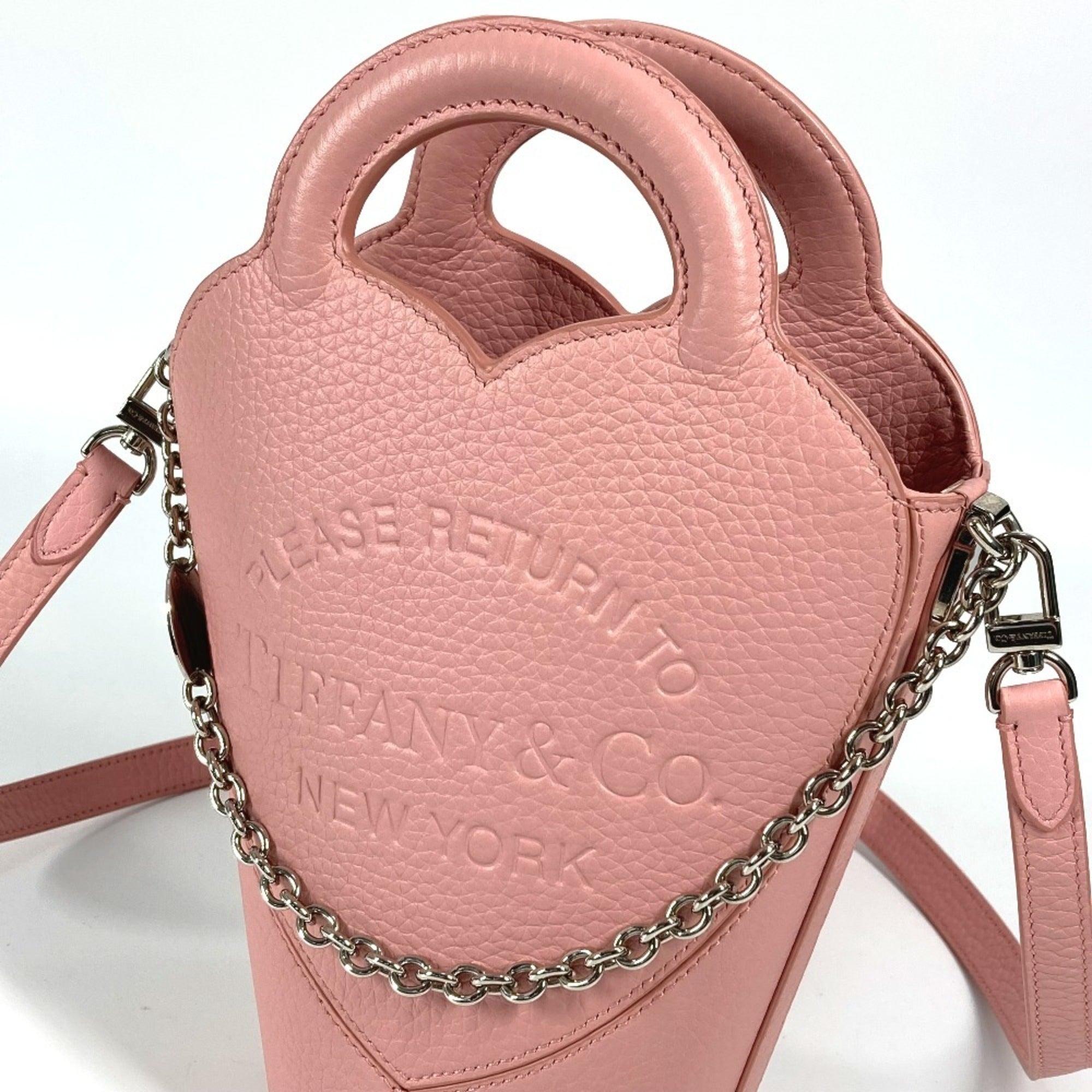 Tiffany Pink Leather Handbag Pochette Shoulder Bag Sling Bag (Pre-Owned)