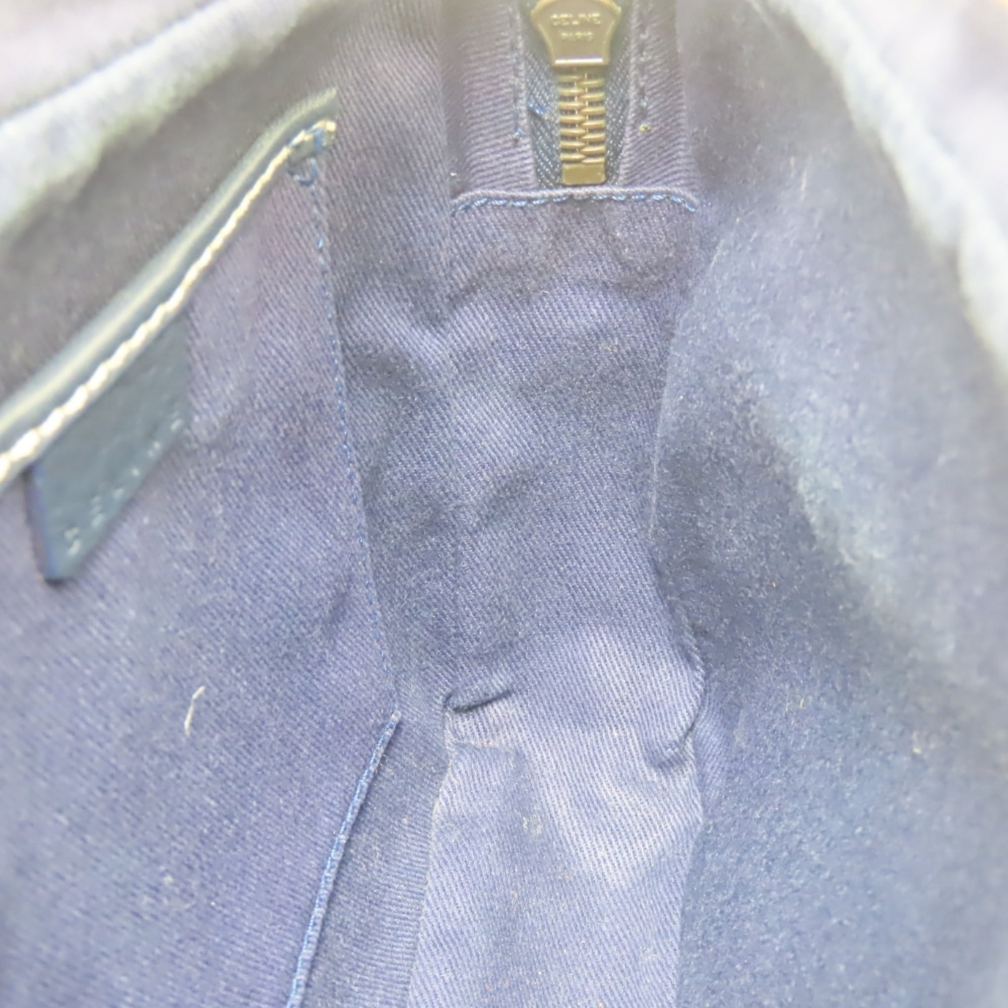 Celine Macadam Navy Canvas Leather Shoulder Bag (Pre-Owned)