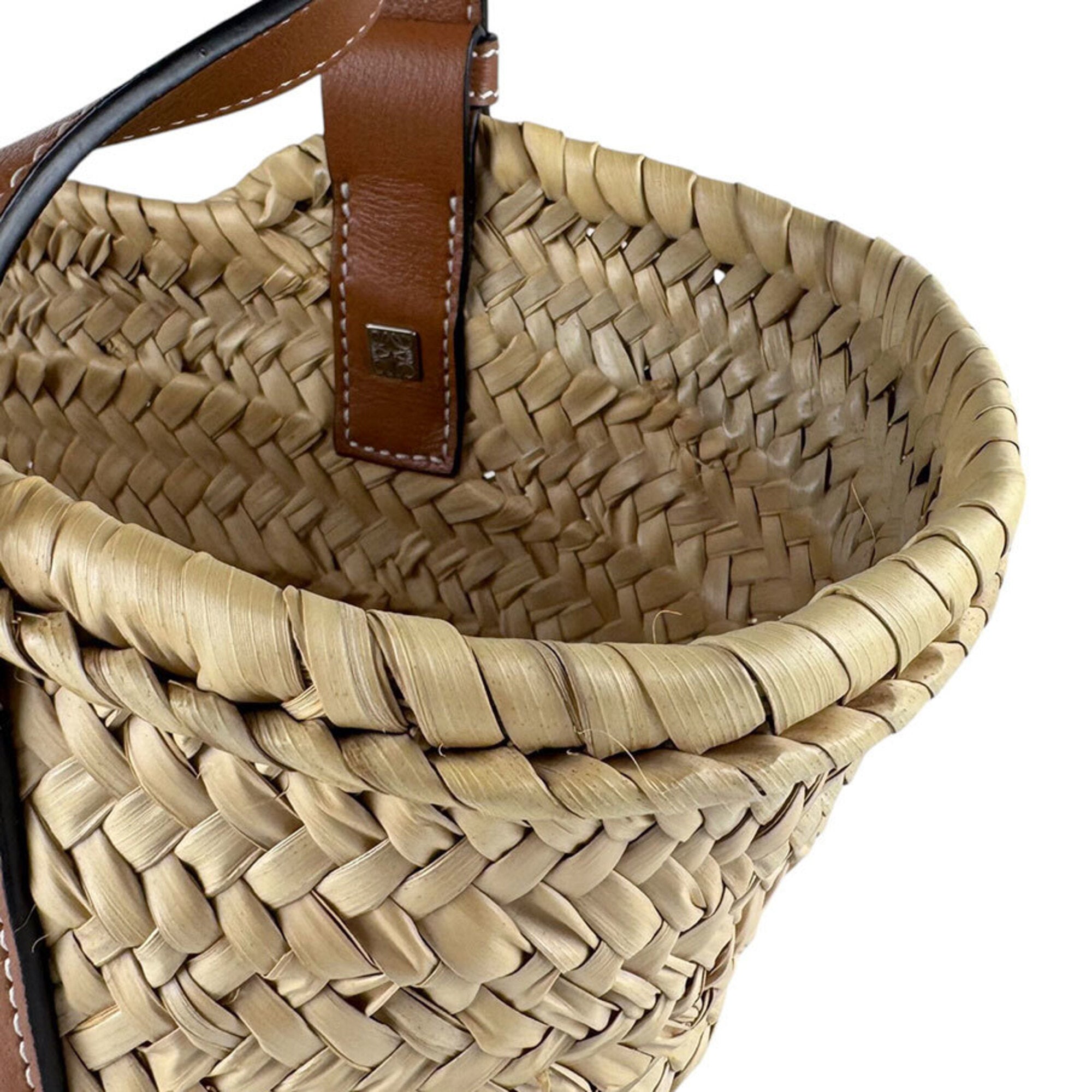 Loewe Brown Navy Raffia Canvas Basket Handbag Pouch (Pre-Owned)