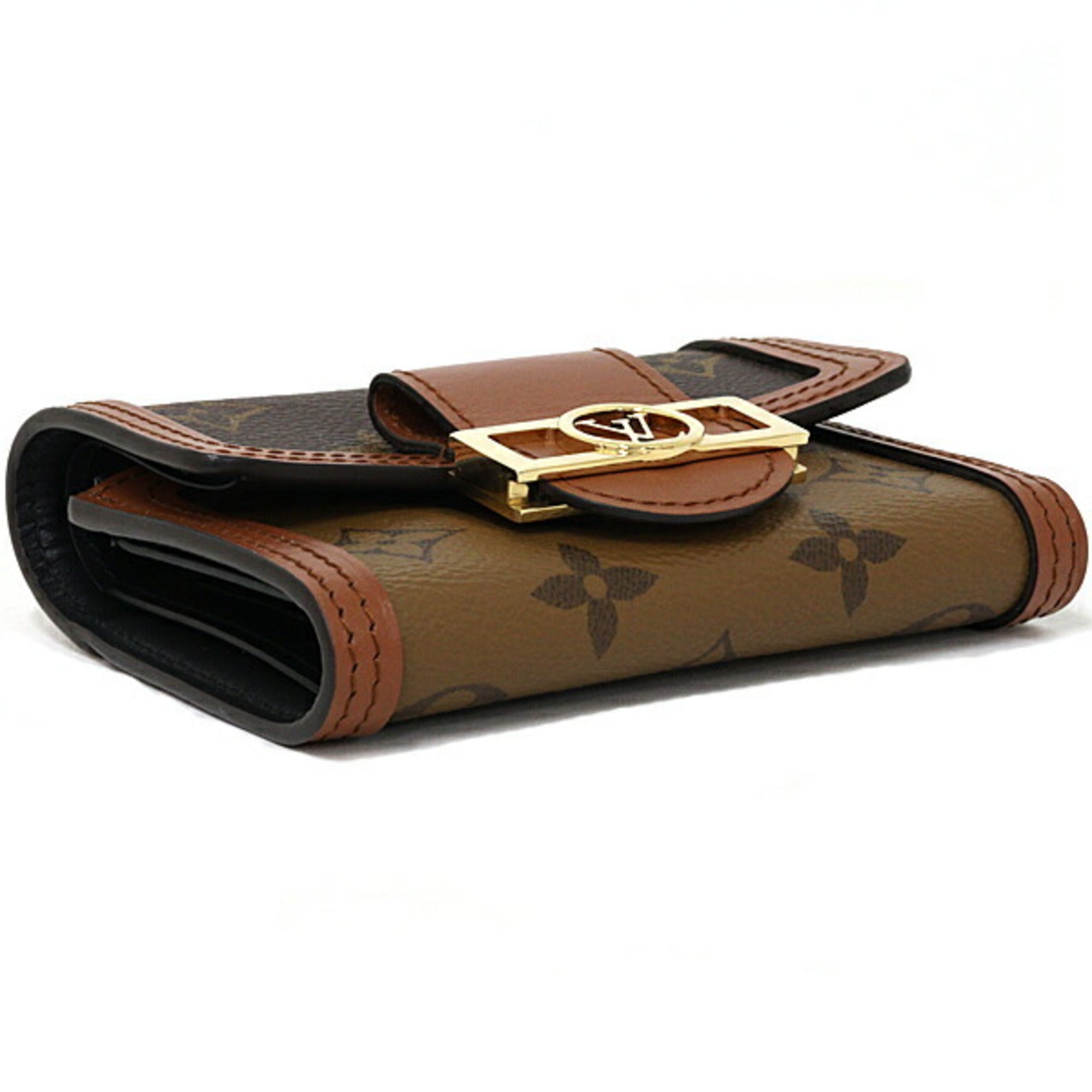 Louis Vuitton Monogram Reverse Brown Light Brown Monogram Reverse Monogram Canvas Leather Wallet (Tri-Fold) (Pre-Owned)