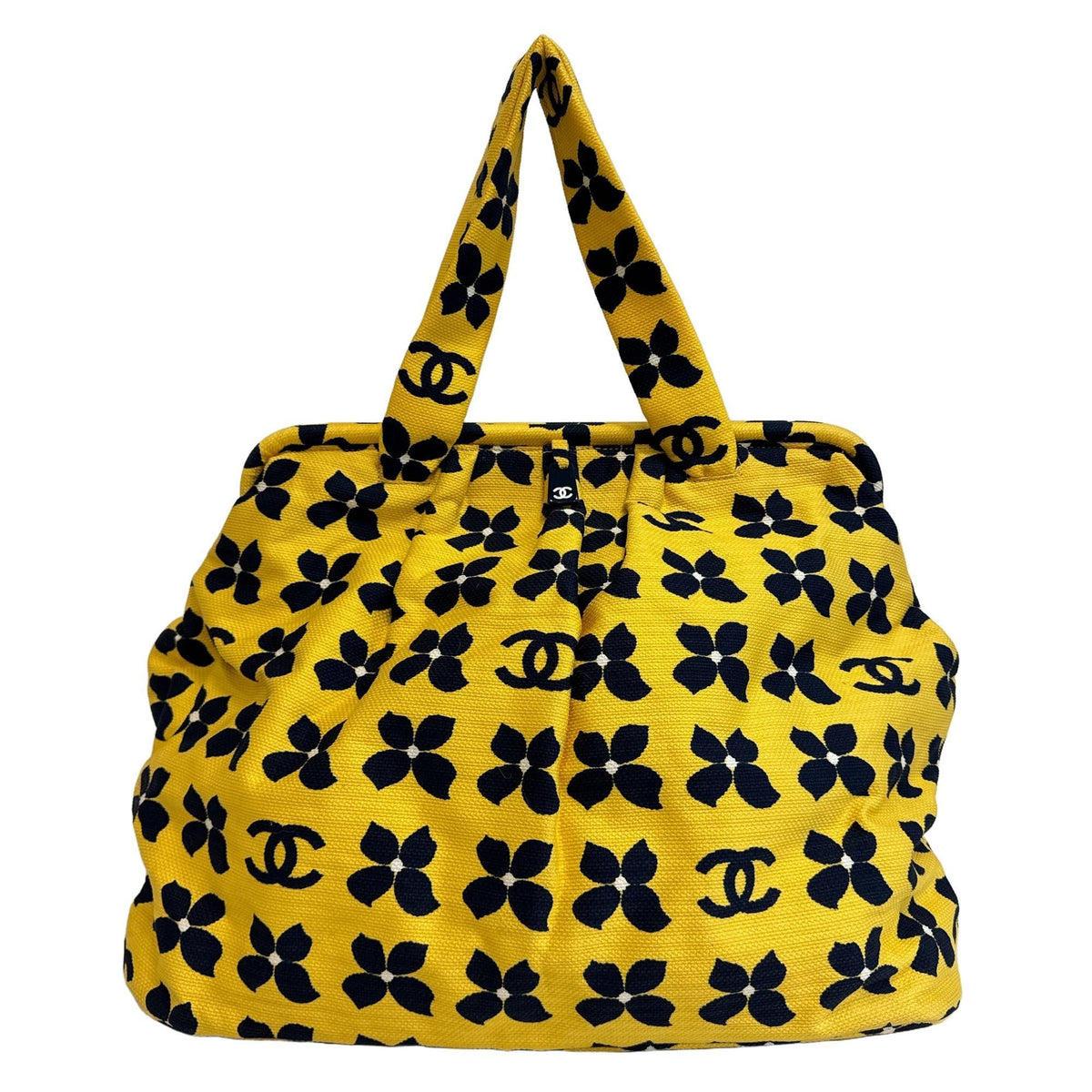 Chanel Navy Yellow Canvas Handbag (Pre-Owned)