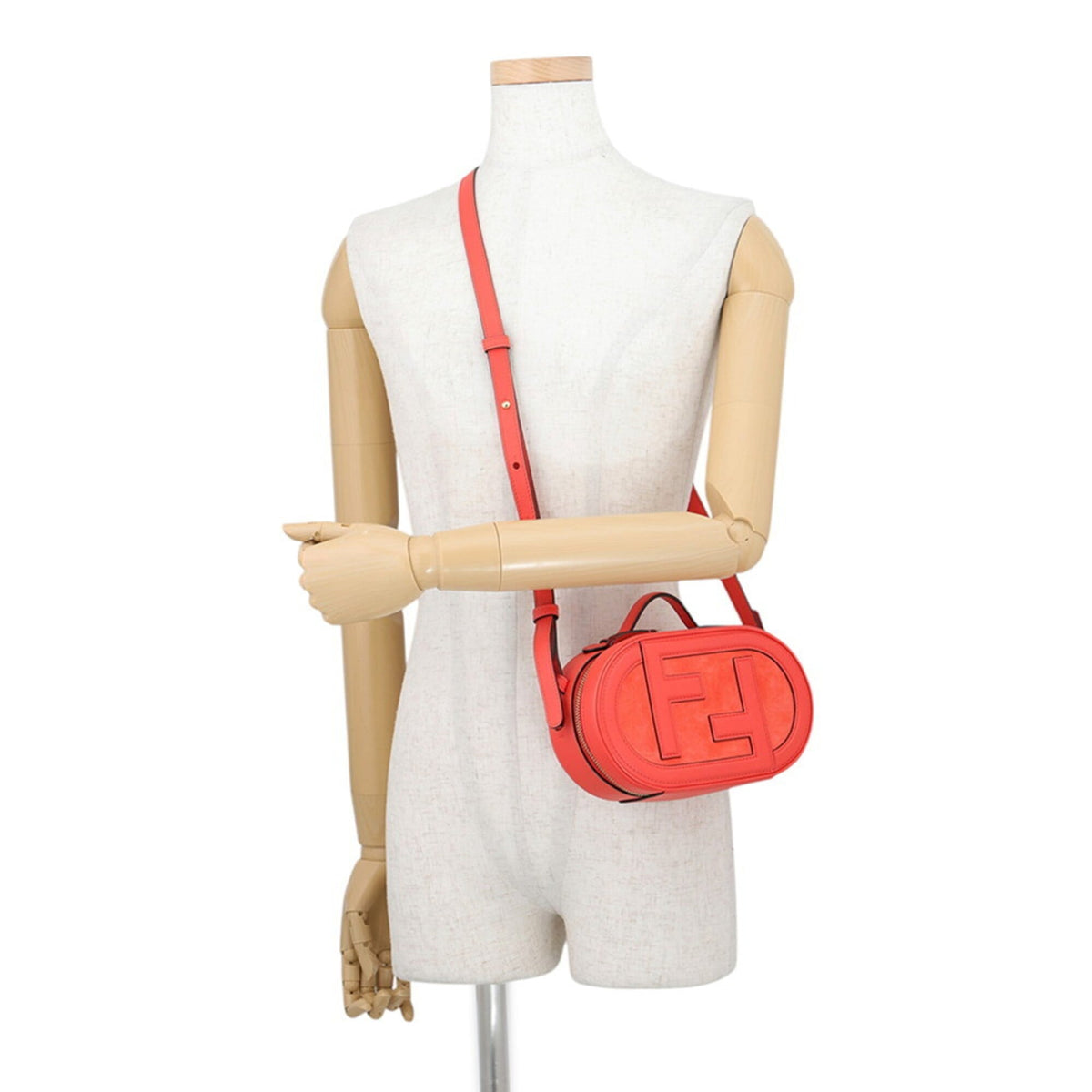 Fendi Red Color Leather Suede Handbag (Pre-Owned)