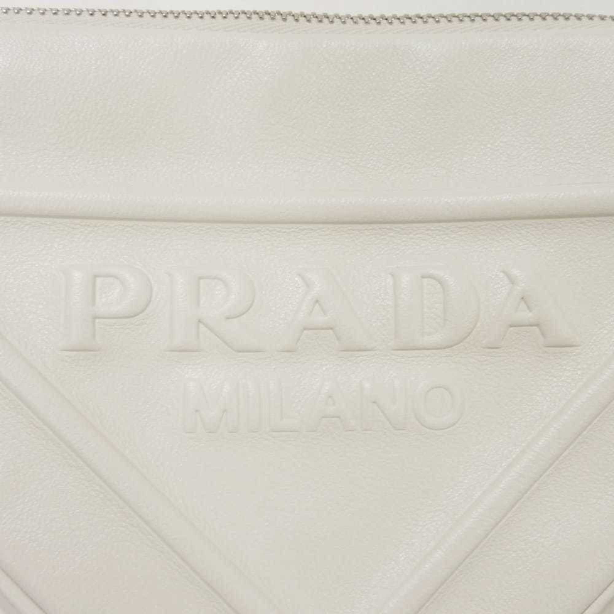 Prada Bianco White Leather Shoulder Bag (Pre-Owned)
