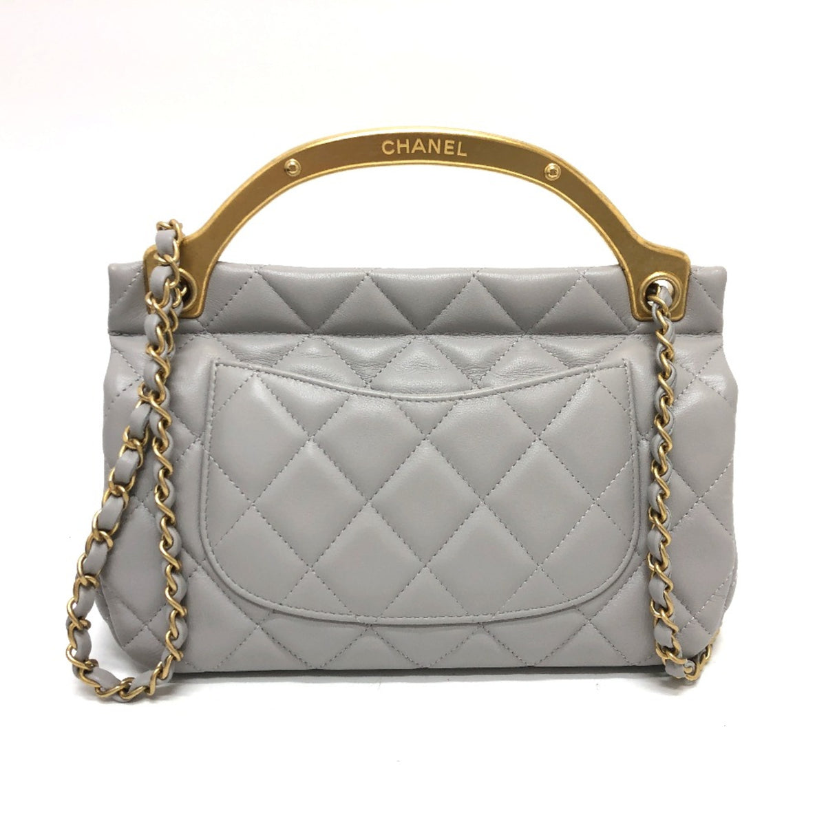 Chanel Gray Leather Shoulder Bag (Pre-Owned)