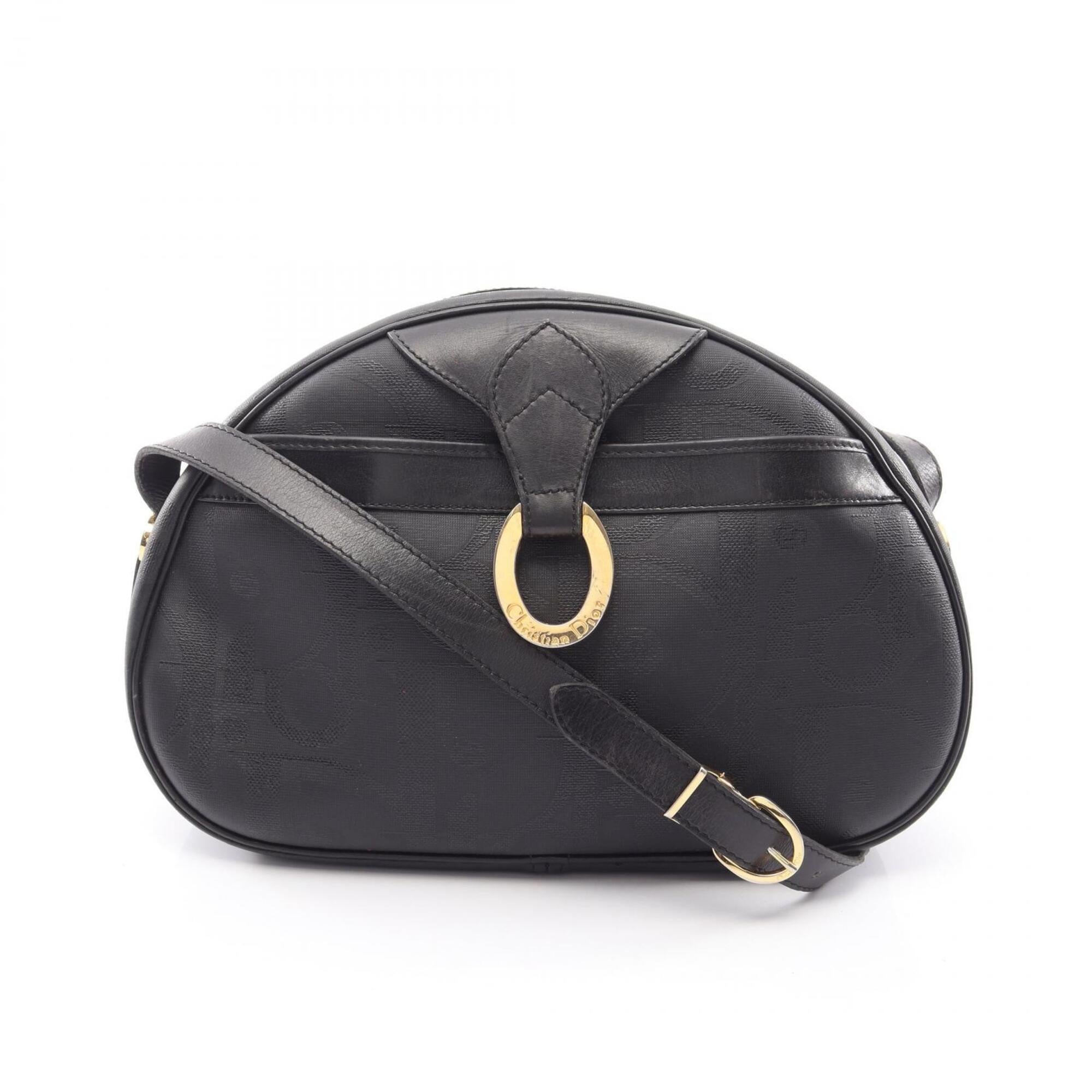 Christian Dior Black Coated Canvas Leather Handbag Shoulder Bag (Pre-Owned)