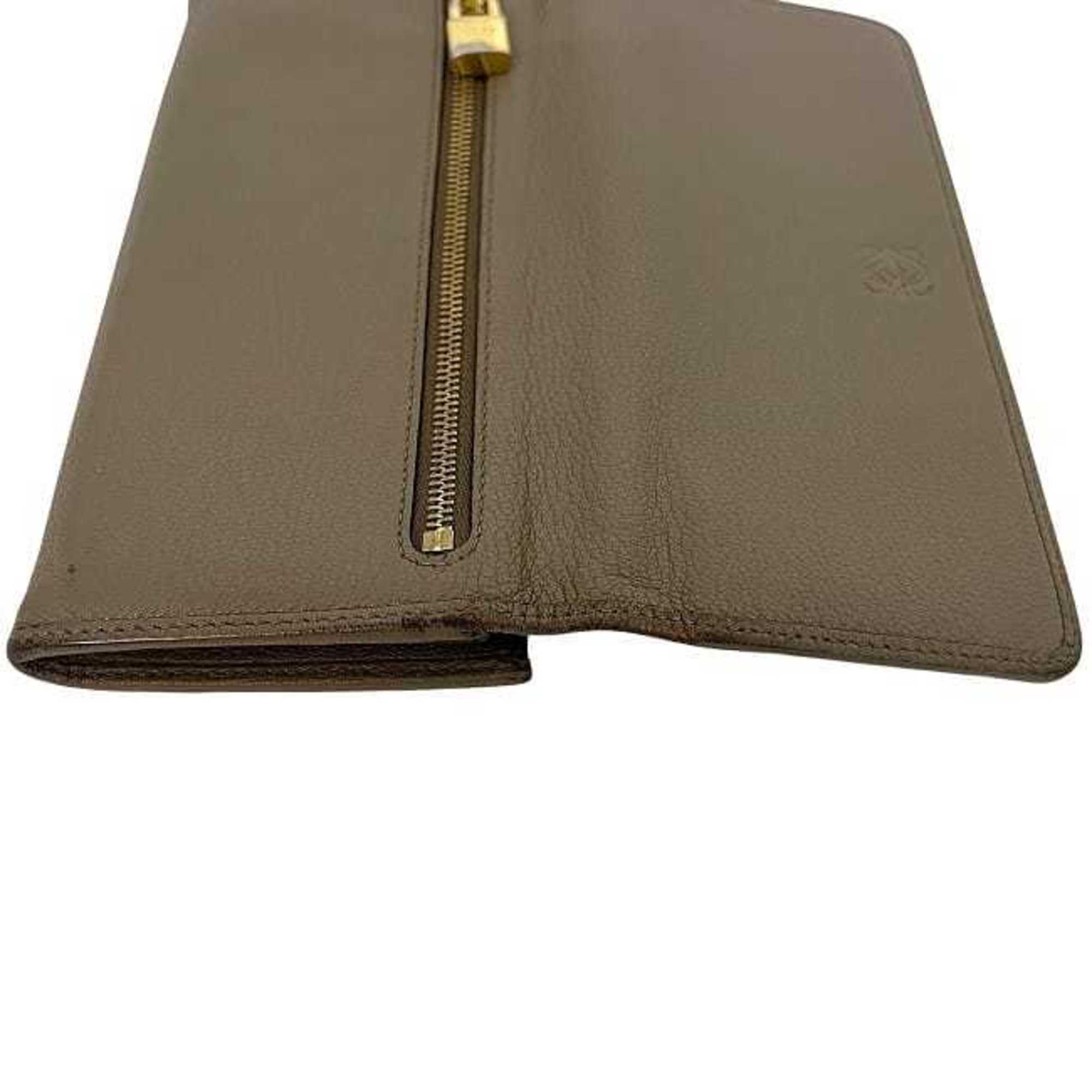 Loewe Beige Leather Long Wallet (Bi-Fold) (Pre-Owned)