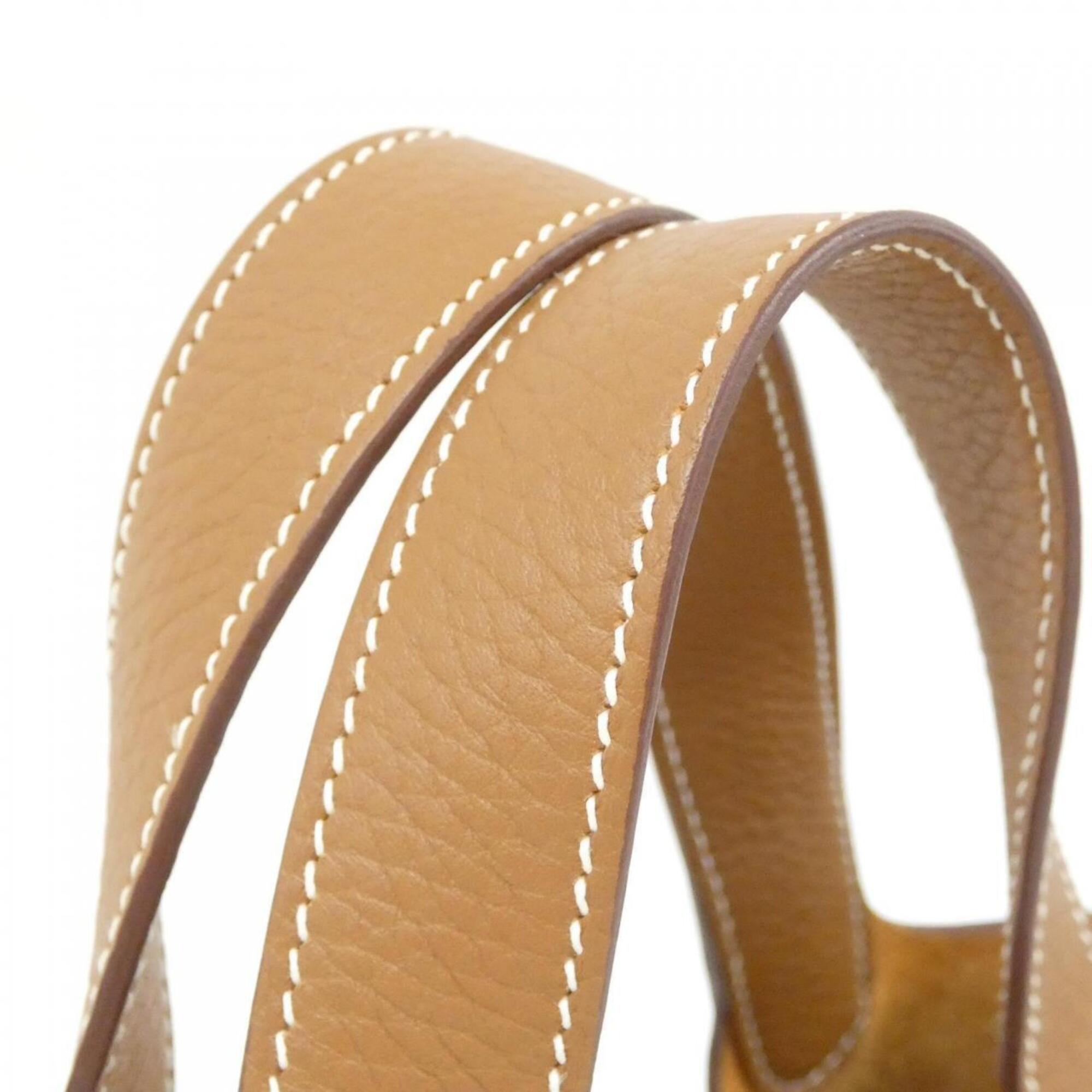 Hermes Brown Gold Taurillon Clemence Leather Handbag (Pre-Owned)