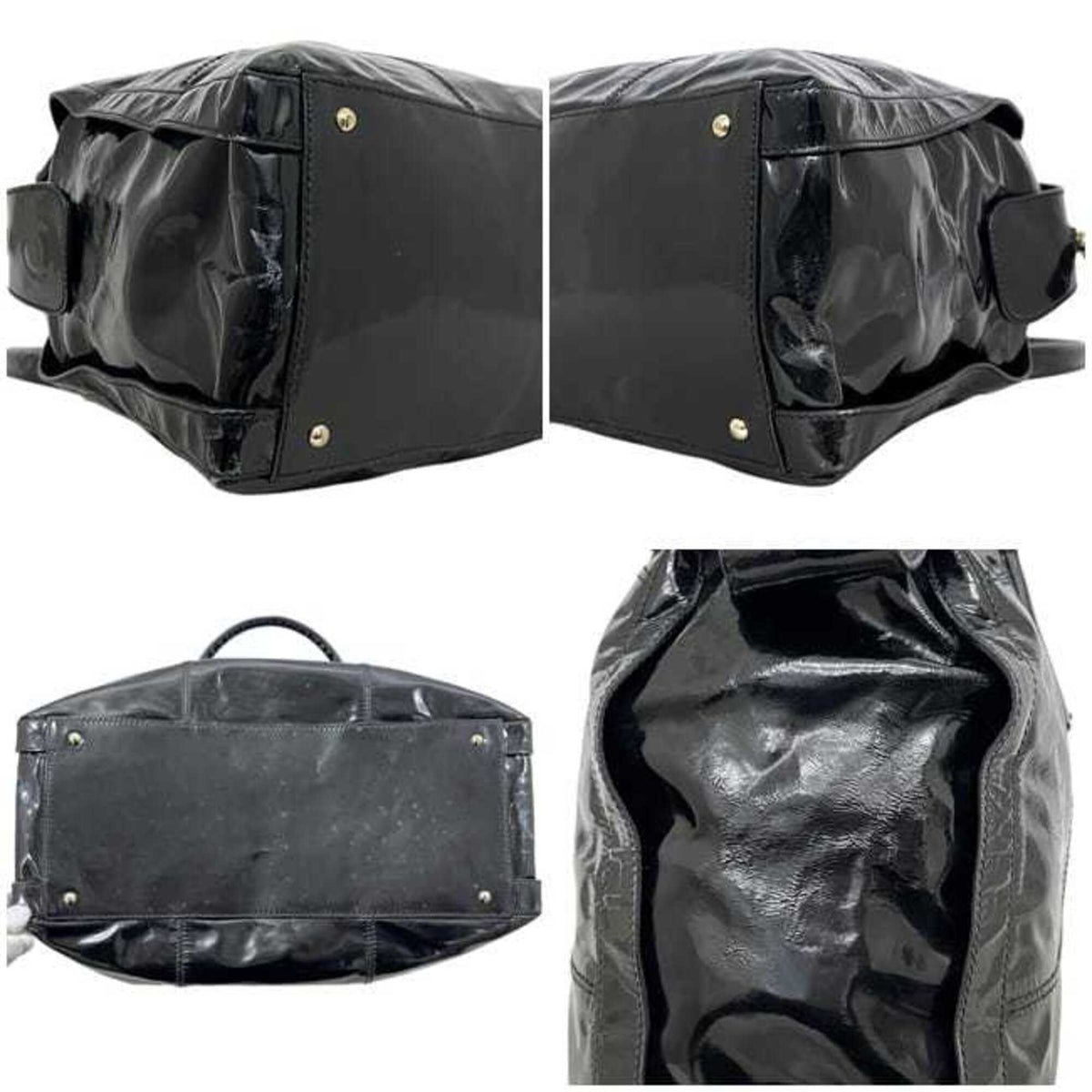 Salvatore Ferragamo Black Patent Leather Tote Bag (Pre-Owned)