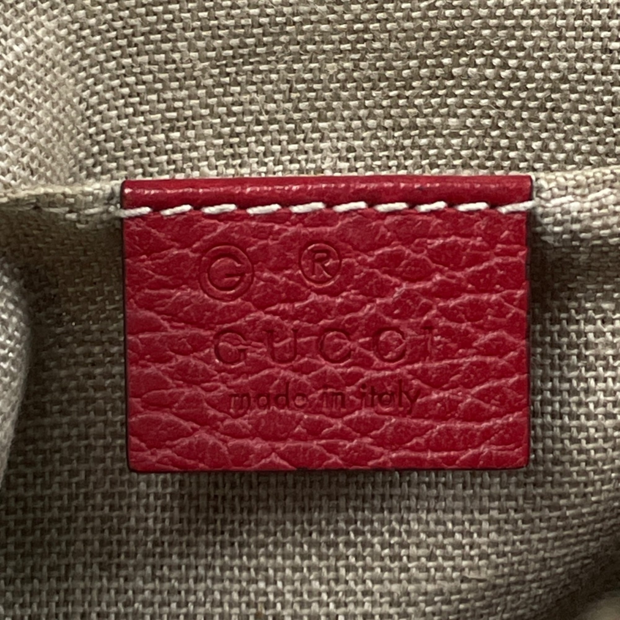 Gucci Gg Canvas Brown Red Color Gg Canvas Leather Shoulder Bag (Pre-Owned)
