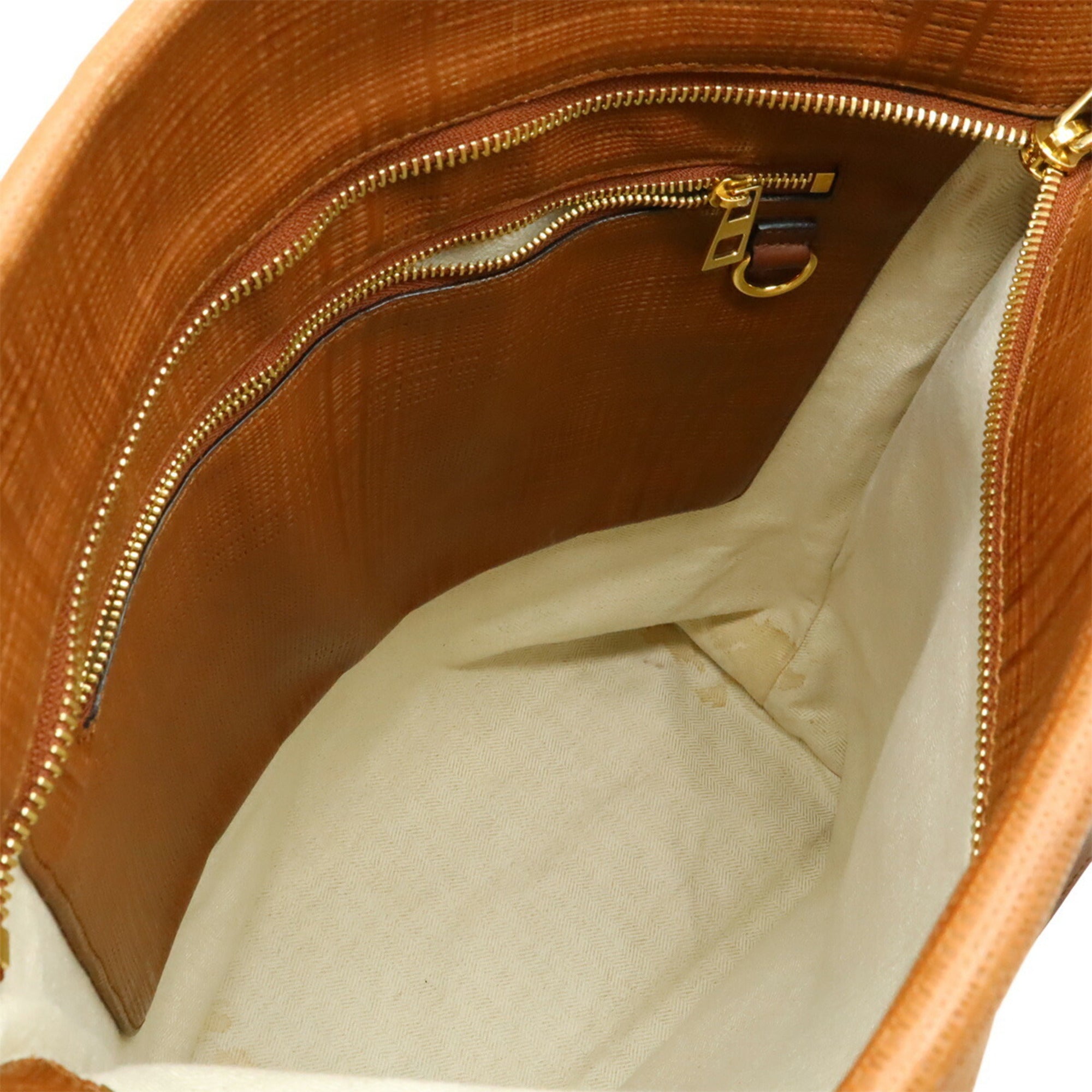 Loewe Linen Brown Leather Shoulder Bag Tote Bag (Pre-Owned)