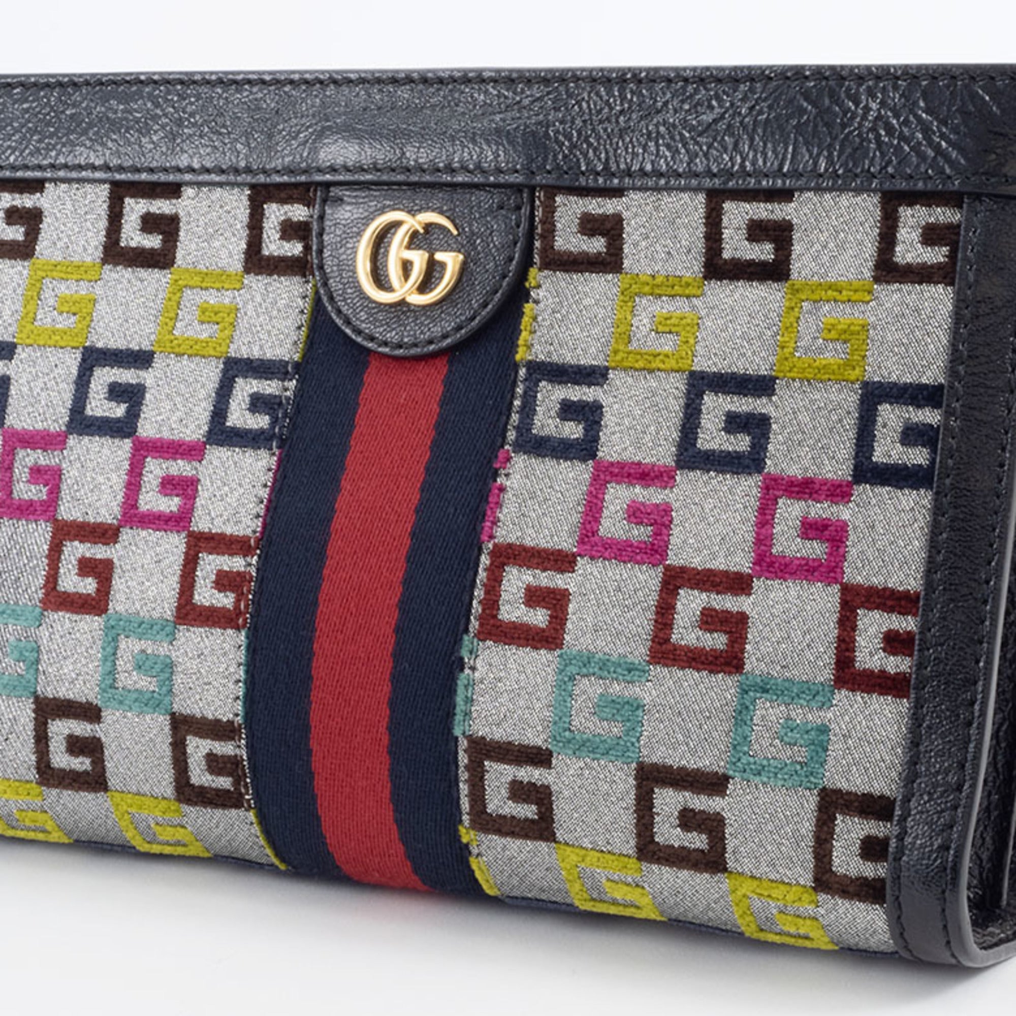 Gucci Multi-Color Canvas Leather Shoulder Bag (Pre-Owned)