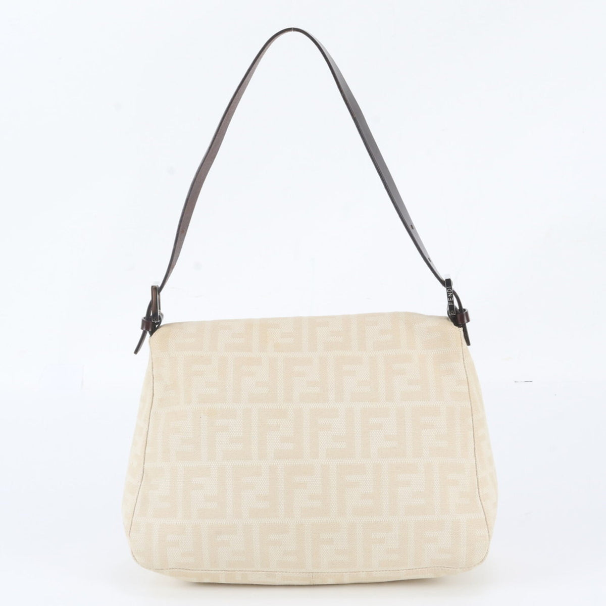 Fendi Beige Leather Canvas Shoulder Bag (Pre-Owned)