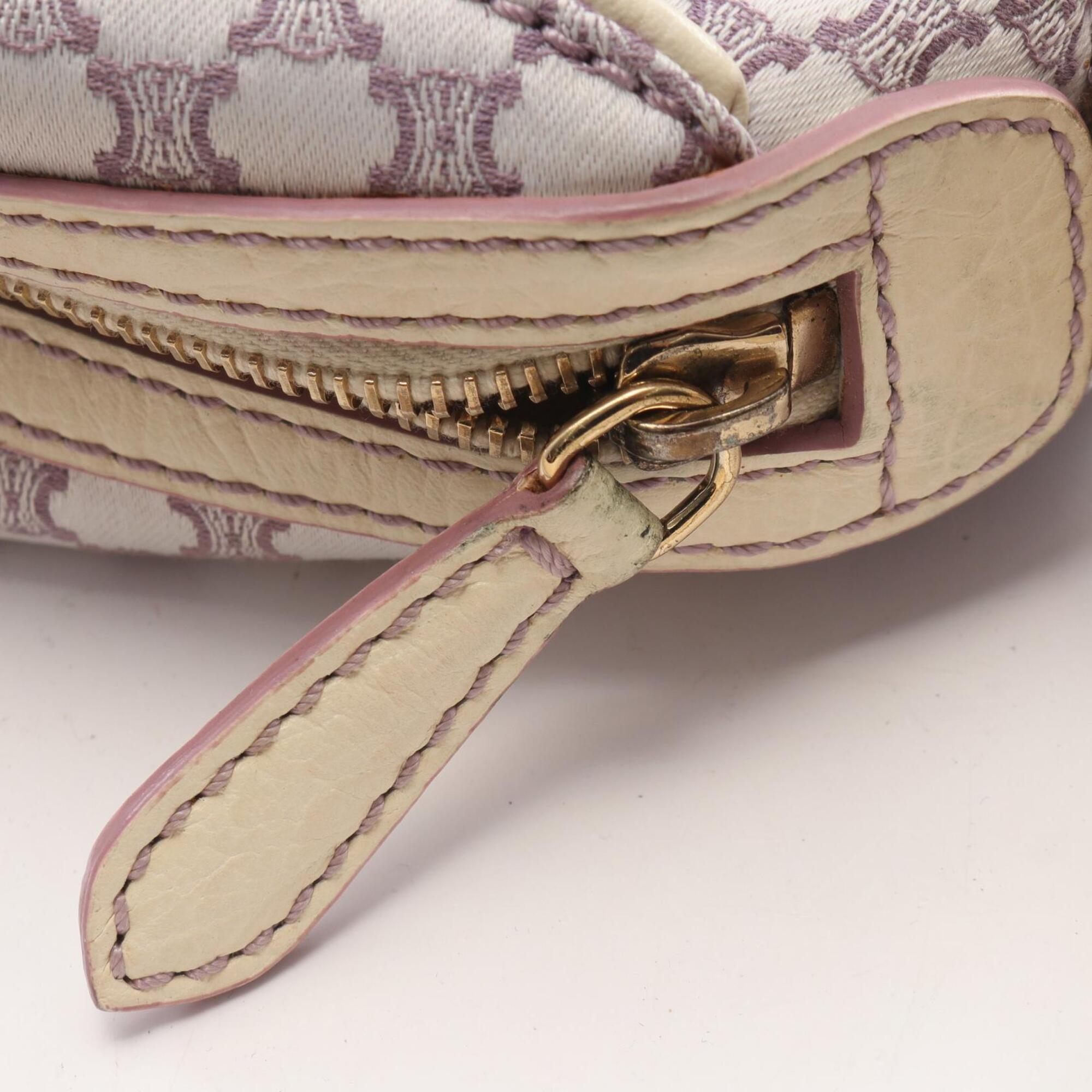 Celine Purple White Canvas Leather Handbag Shoulder Bag (Pre-Owned)