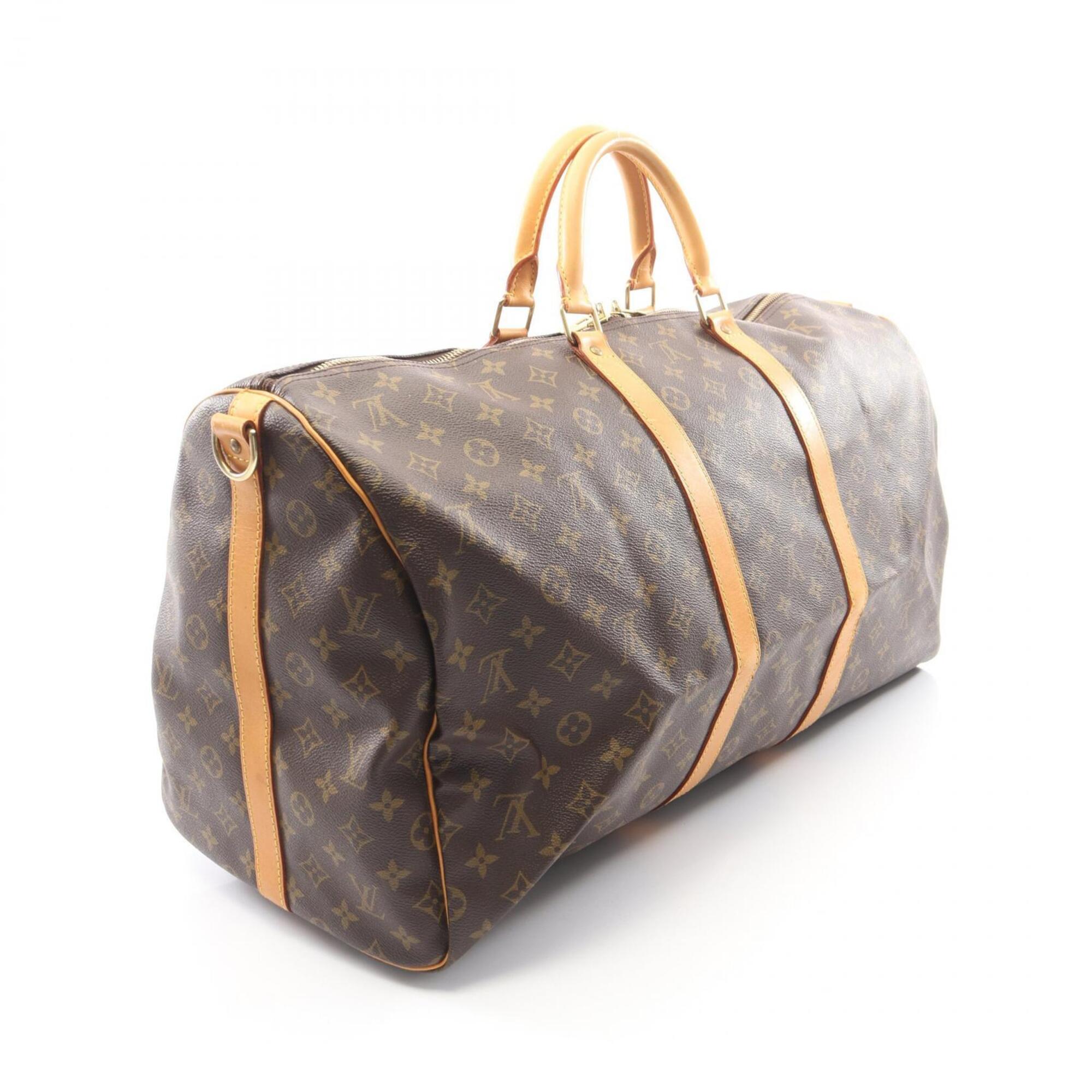 Louis Vuitton Brown Pvc Coated Canvas Leather Boston Bag Handbag (Pre-Owned)
