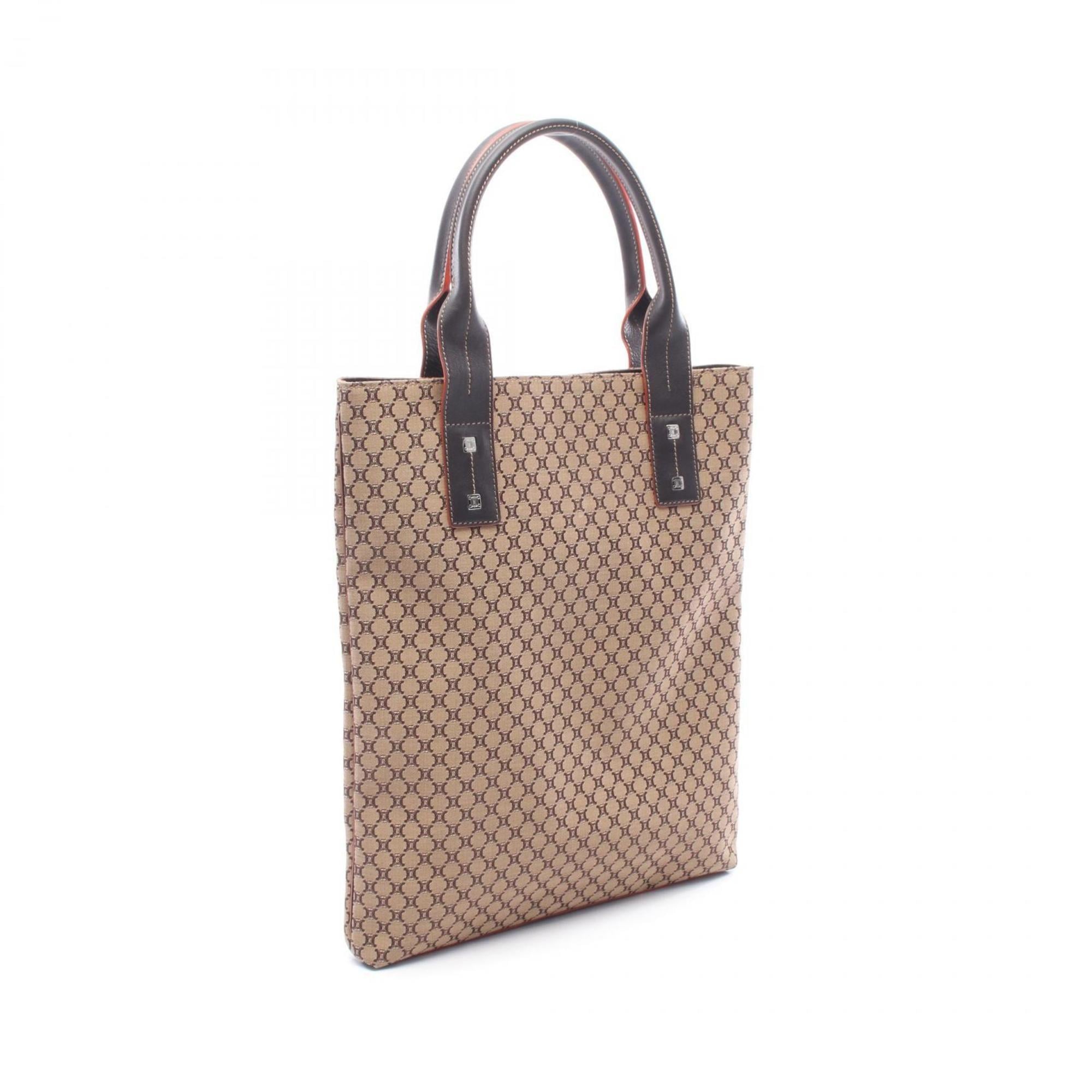 Celine Brown Leather Nylon Canvas Tote Bag (Pre-Owned)