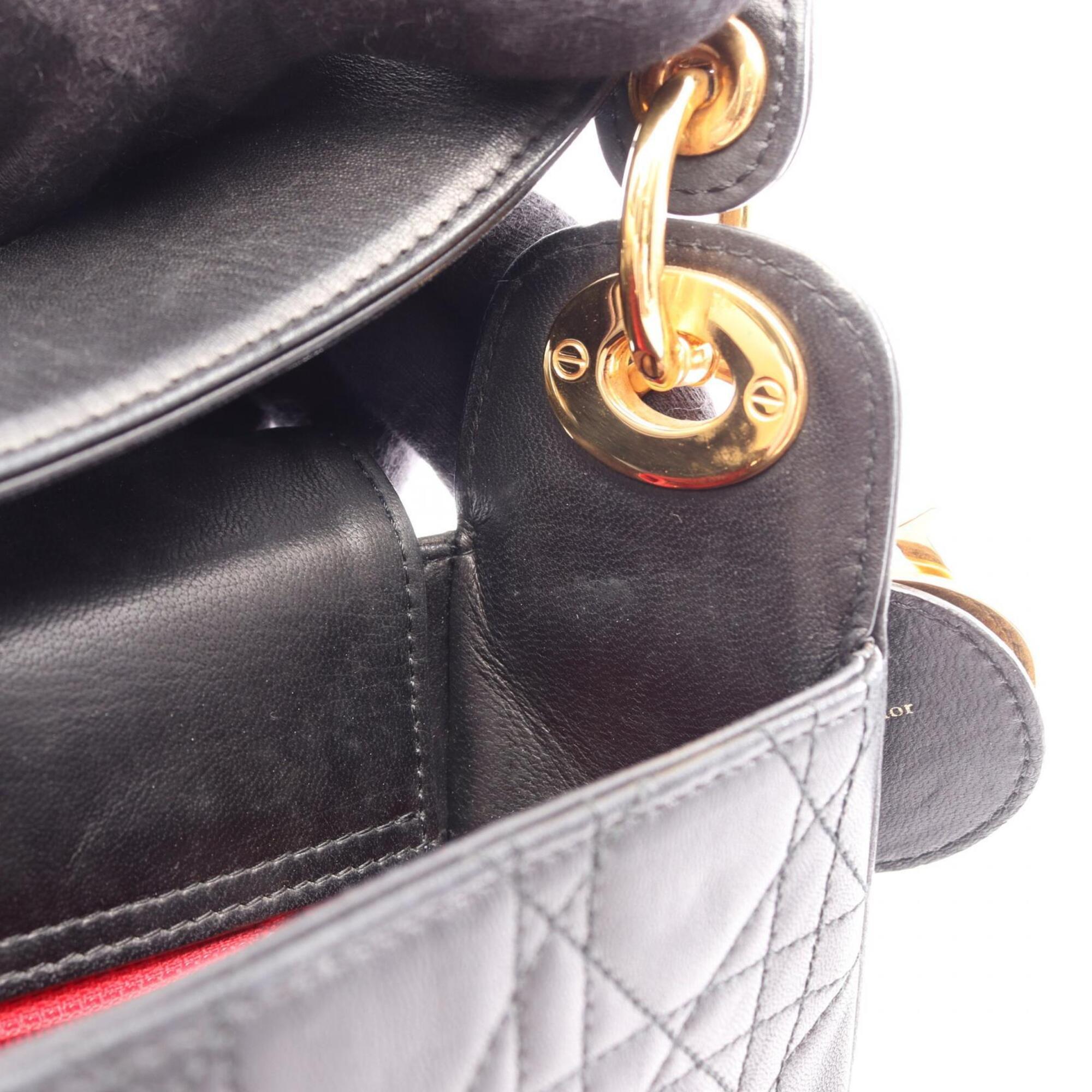 Christian Dior Black Leather Handbag Shoulder Bag (Pre-Owned)