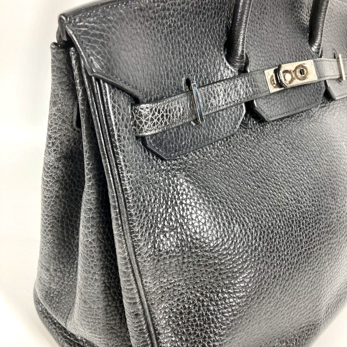 Hermes Black Leather Handbag Tote Bag (Pre-Owned)