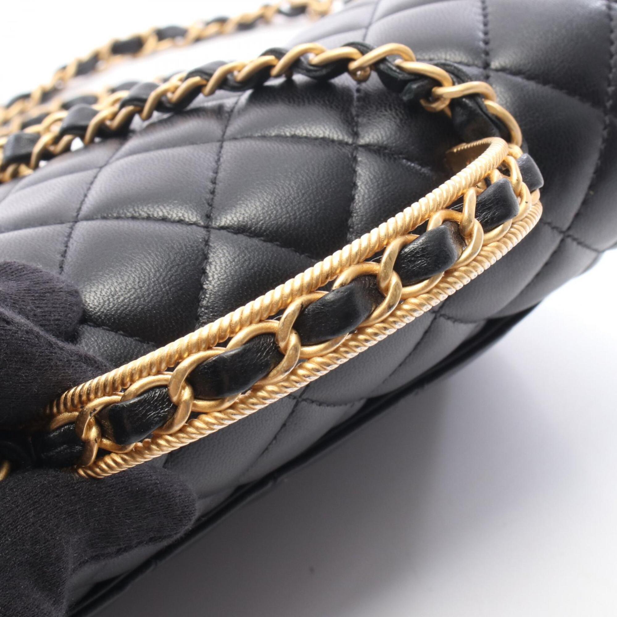 Chanel Black Leather Handbag Shoulder Bag (Pre-Owned)