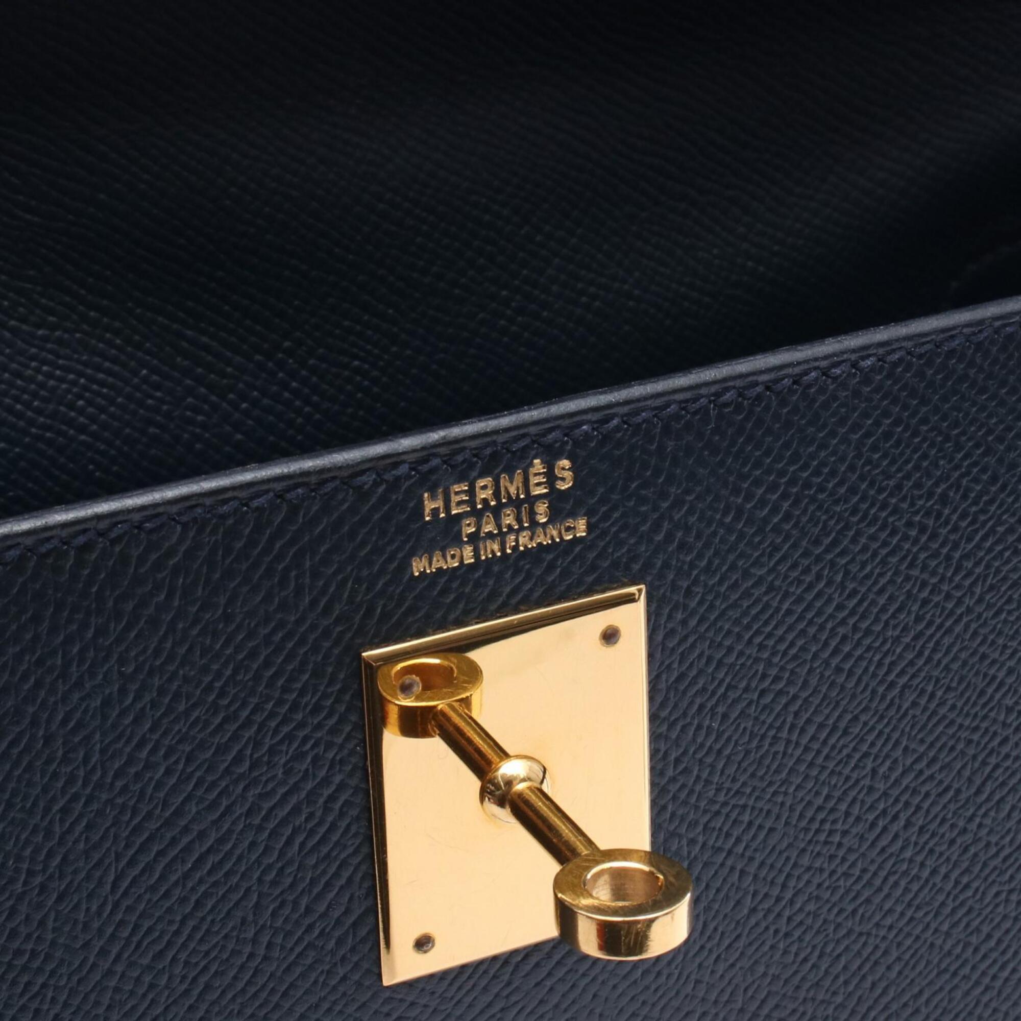 Hermes Blue Indigo Navy Courchevel Leather Handbag (Pre-Owned)