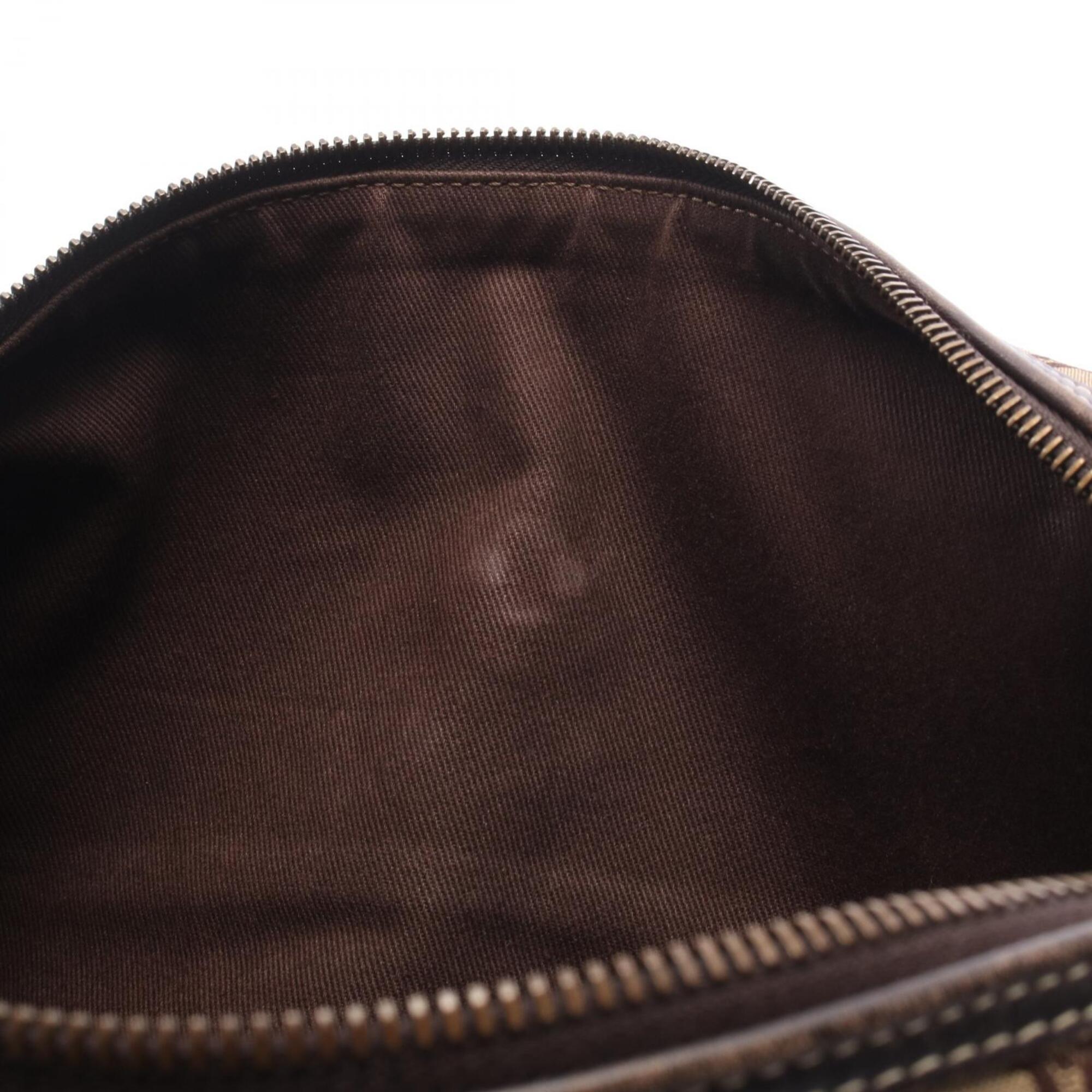 Celine Beige Brown Canvas Leather Boston Bag Handbag Shoulder Bag (Pre-Owned)