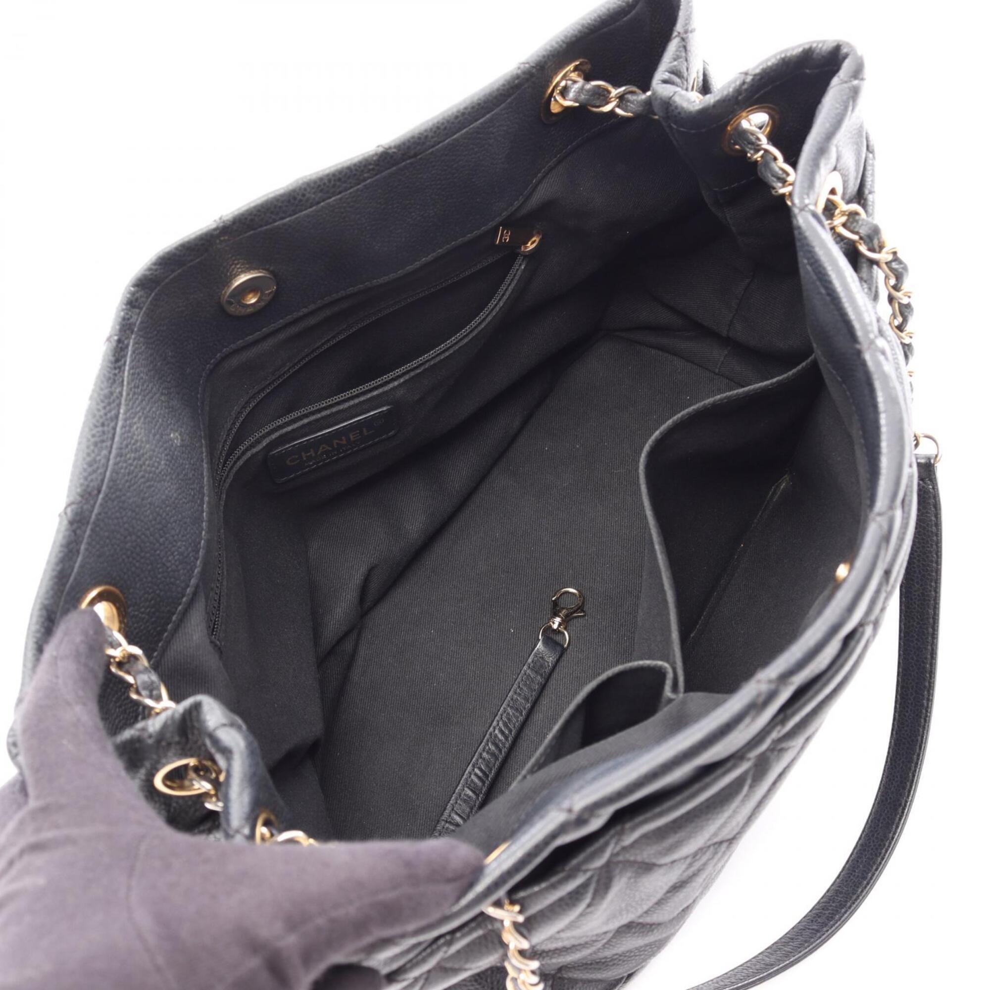 Chanel Black Grained Calfskin Handbag Tote Bag (Pre-Owned)