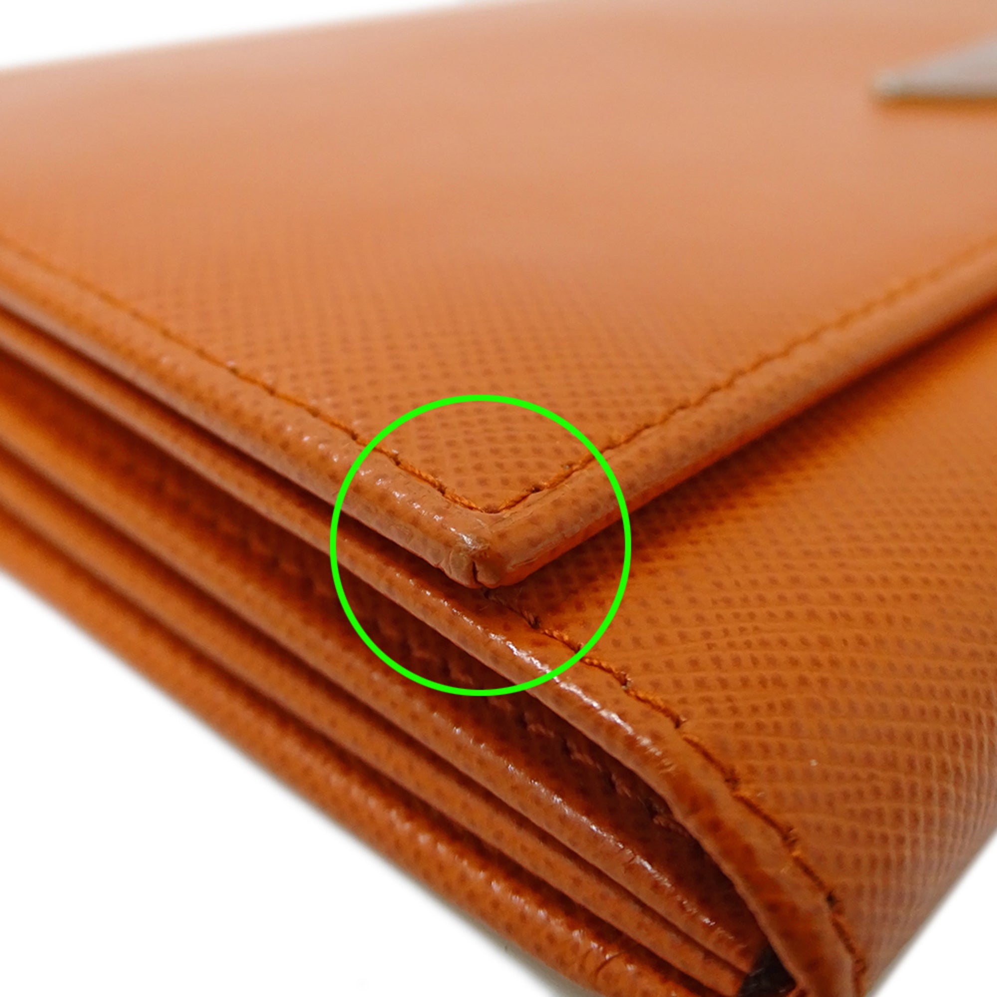 Prada Orange Leather Long Wallet (Bi-Fold) (Pre-Owned)
