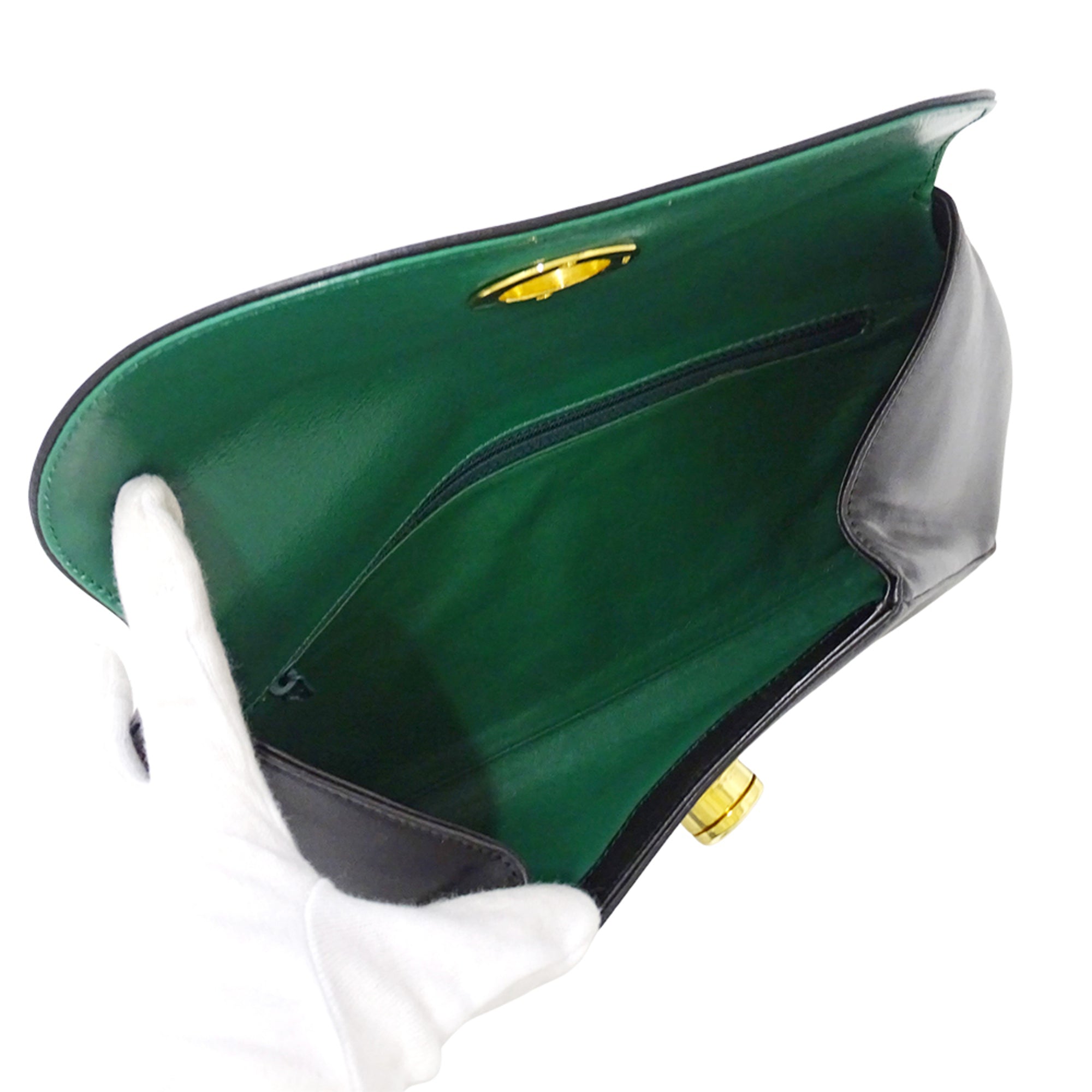 Cartier Black Leather Clutch Bag Handbag (Pre-Owned)
