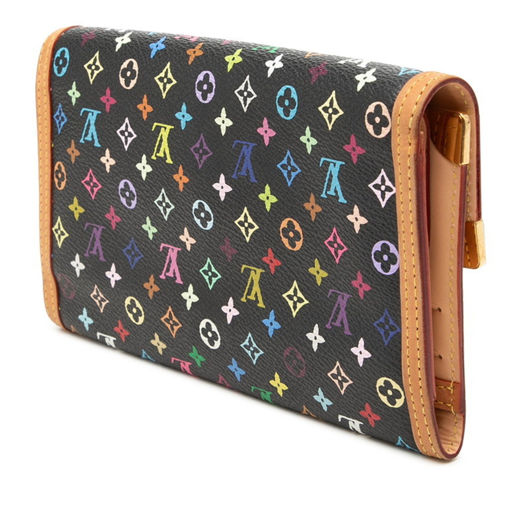 Louis Vuitton Black Multi-Color Pvc Leather Long Wallet (Bi-Fold) (Pre-Owned)