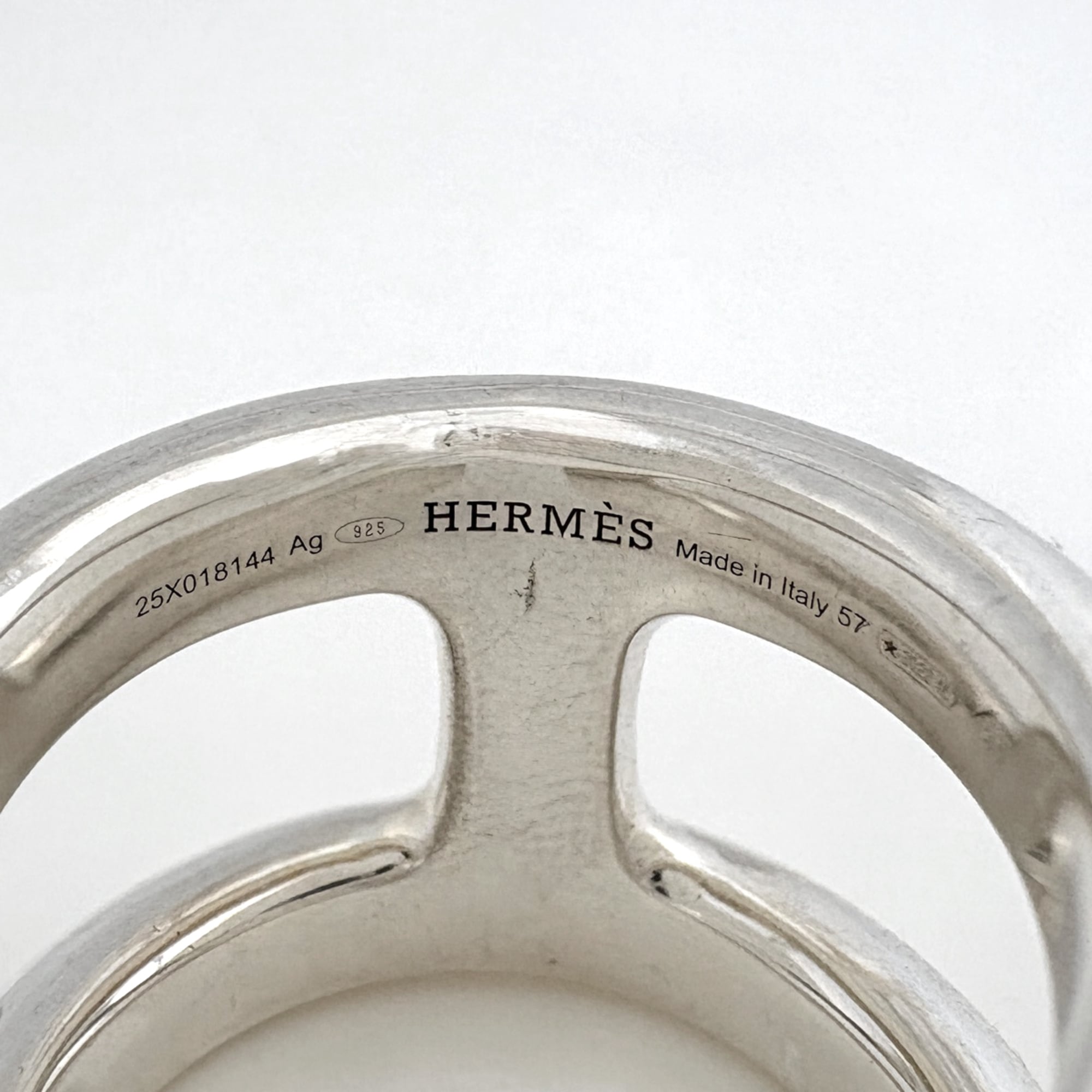 Hermes Silver Silver 925 Band Ring (Pre-Owned)