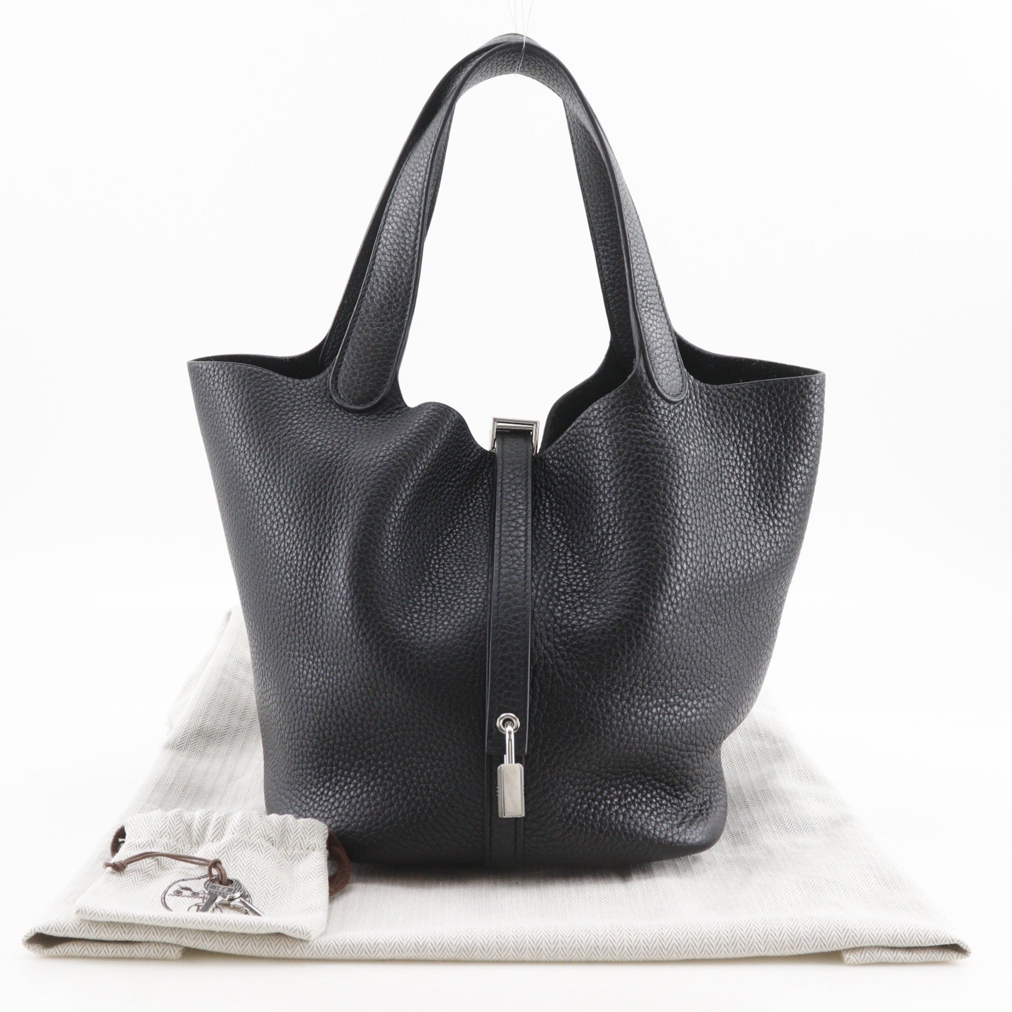 Hermes Black Taurillon Clemence Leather Handbag (Pre-Owned)