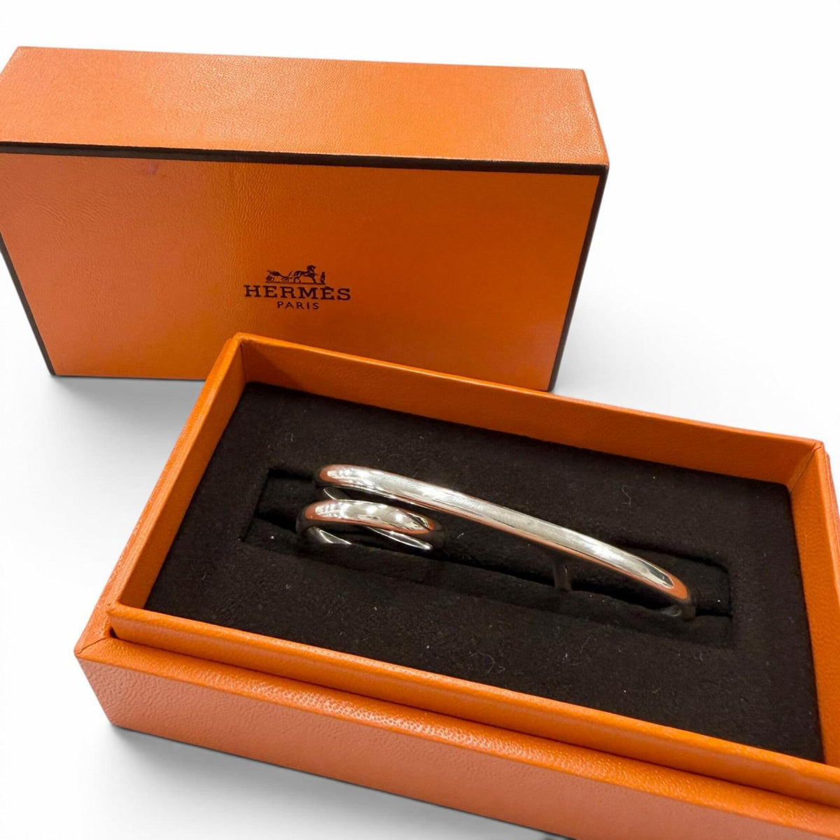 Hermes Silver Silver 925 Band Ring (Pre-Owned)