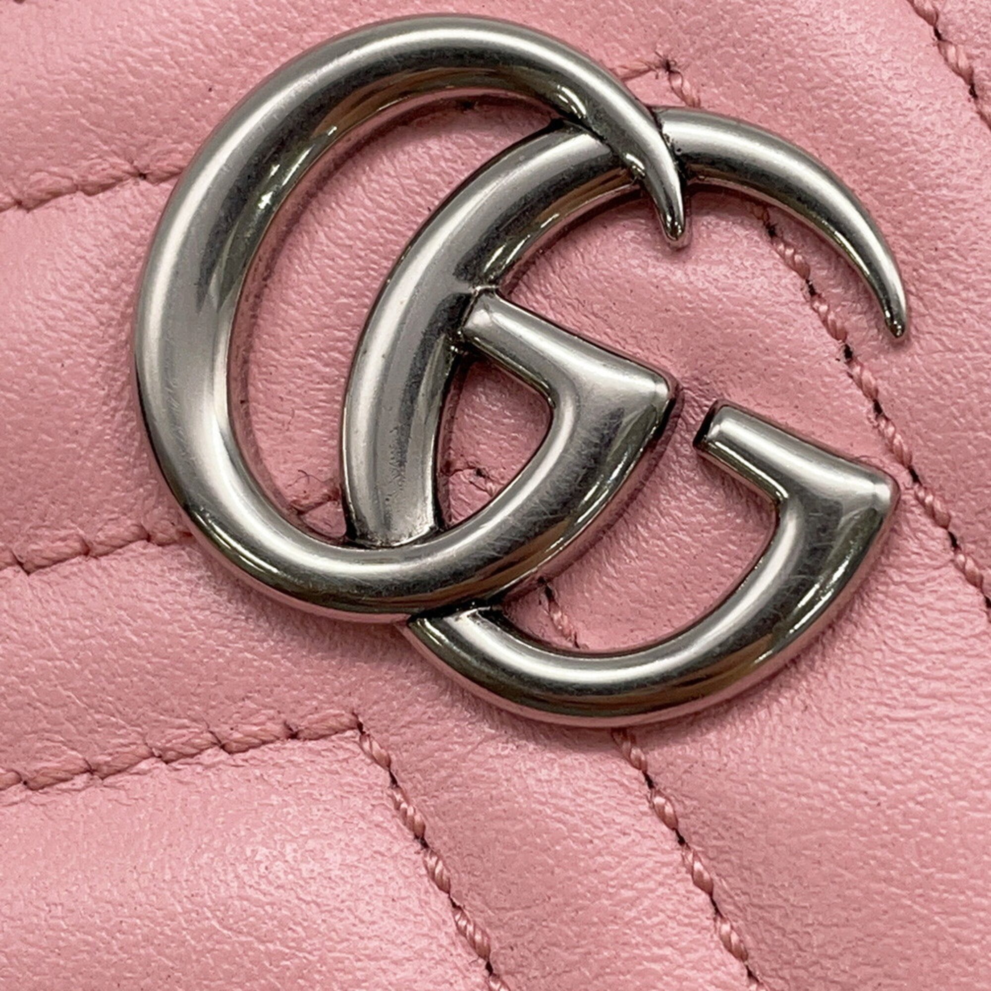 Gucci Gg Marmont Pink Leather Pouch (Pre-Owned)