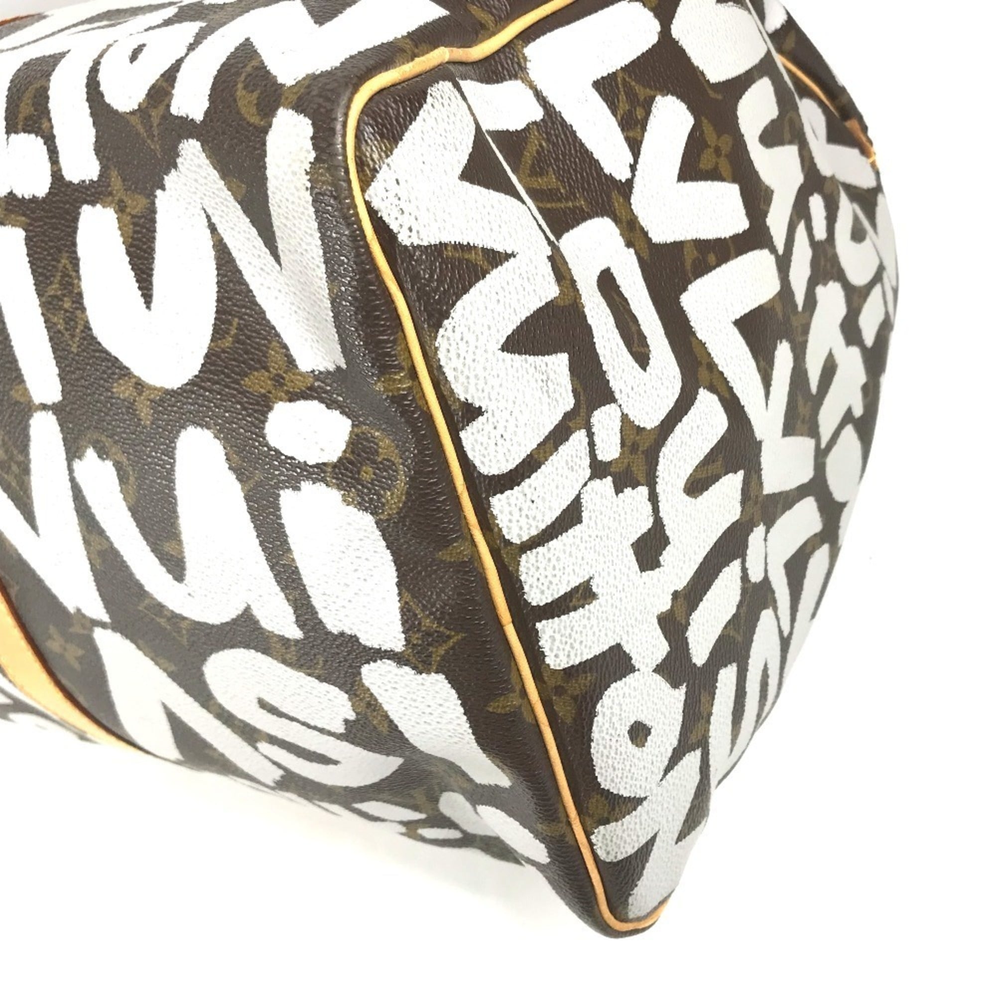 Louis Vuitton Brown White Monogram Canvas Boston Bag (Pre-Owned)