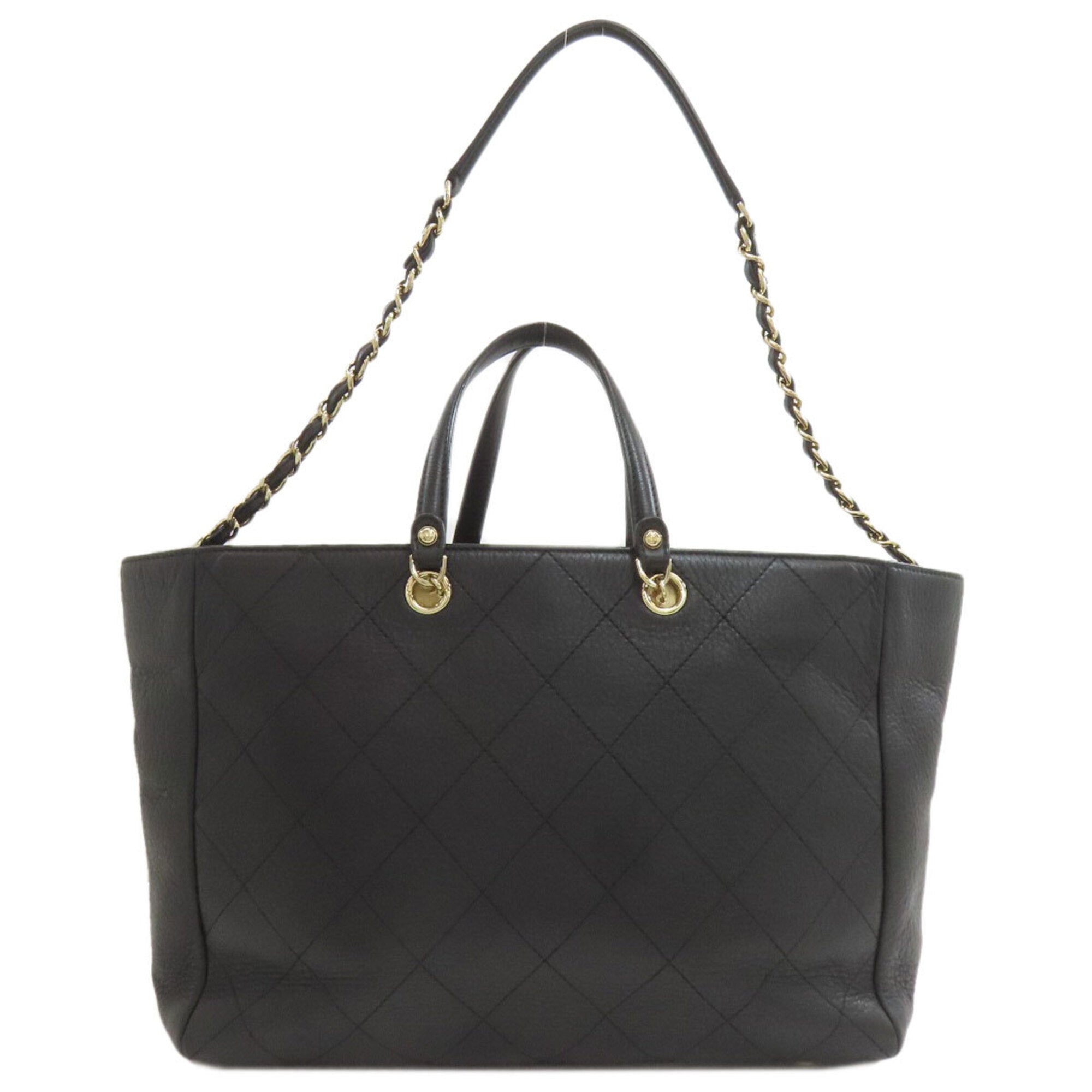 Chanel Matelasse Black Leather Tote Bag (Pre-Owned)
