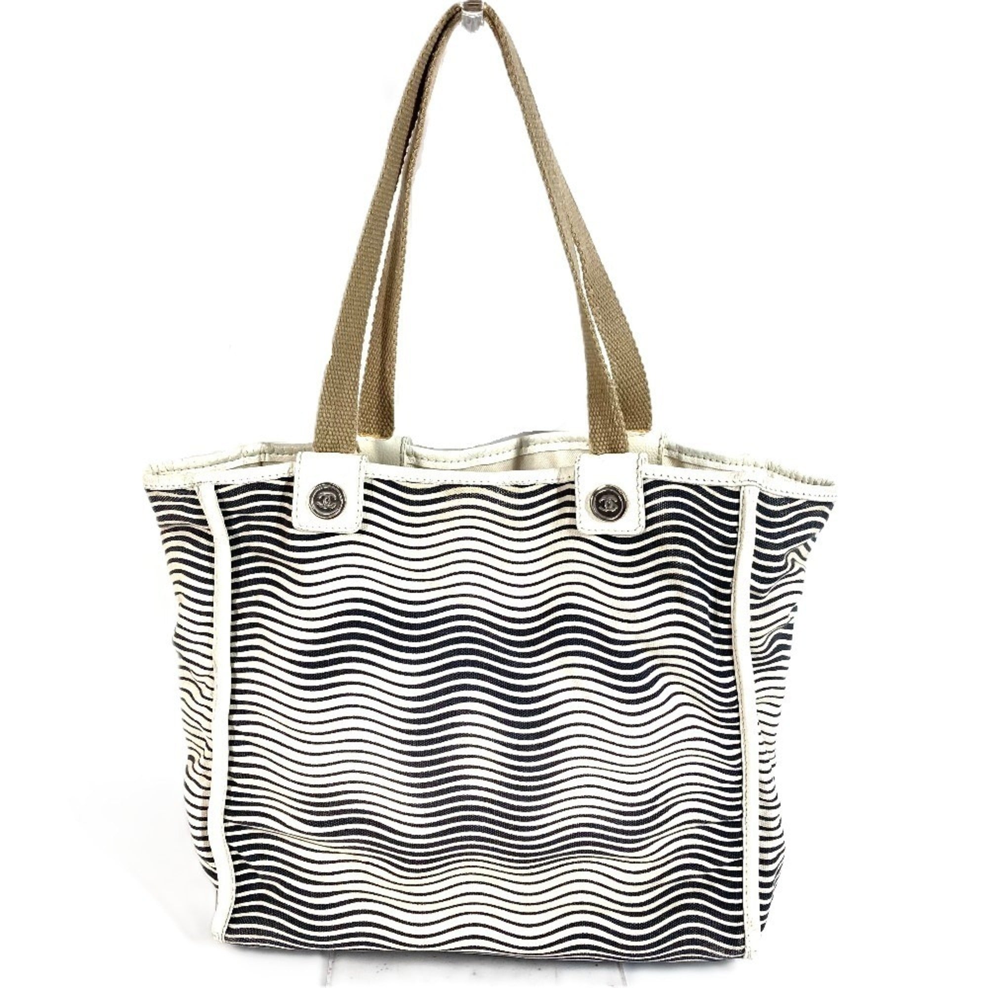 Chanel Ivory Cotton Shoulder Bag Tote Bag (Pre-Owned)