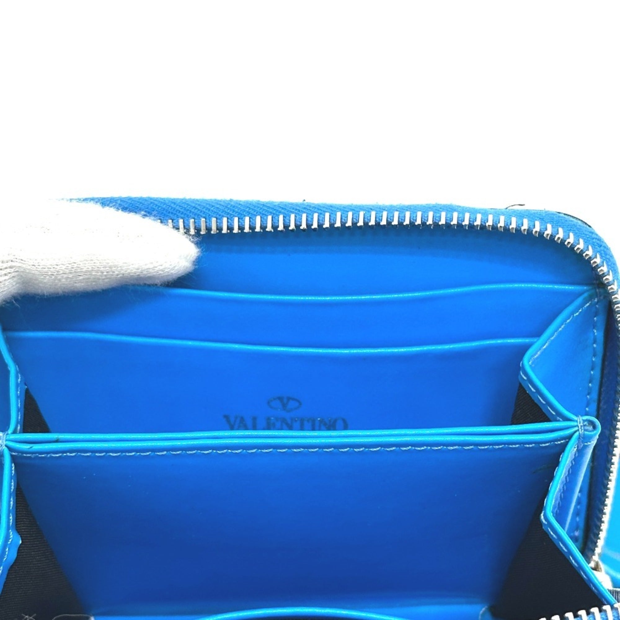 Valentino Blue Leather Long Wallet (Bi-Fold) (Pre-Owned)