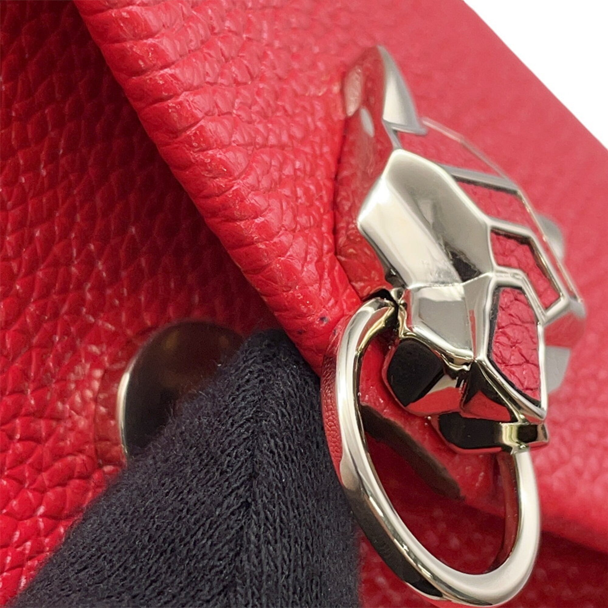 Cartier Red Color Leather Handbag Shoulder Bag (Pre-Owned)