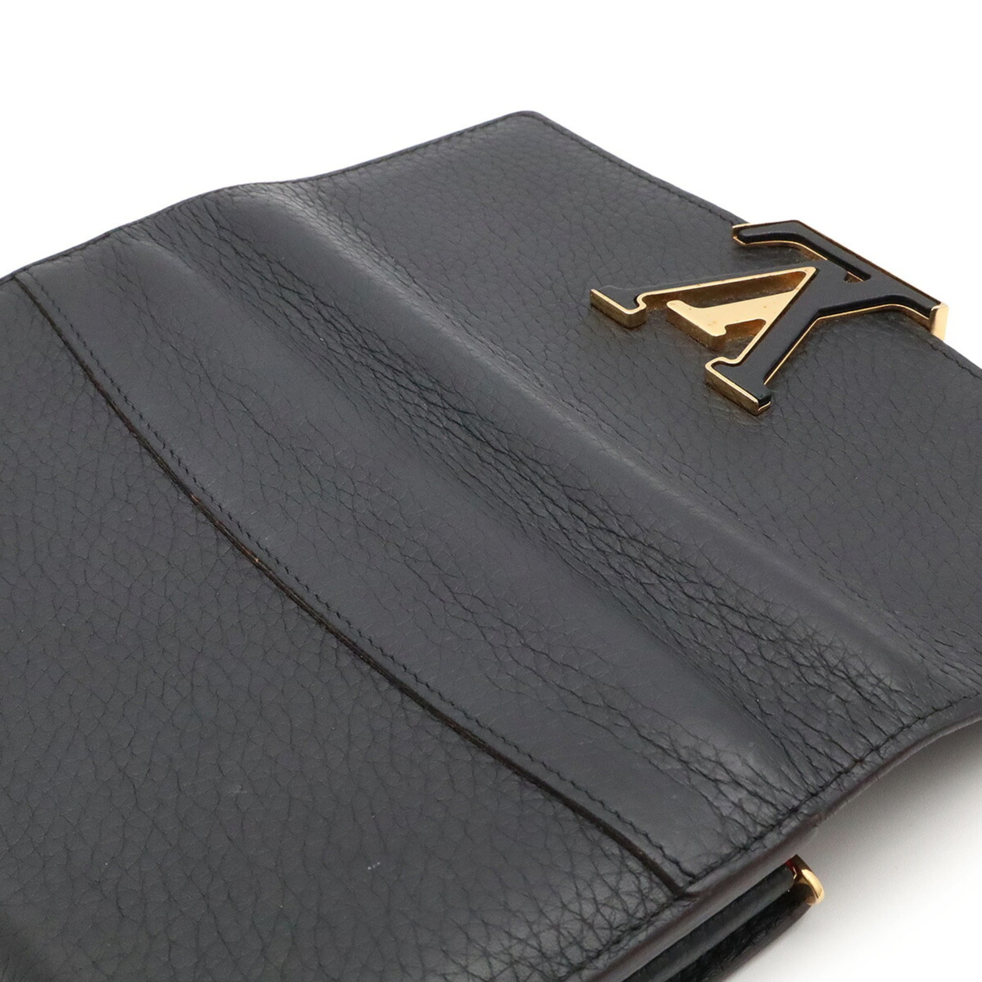 Louis Vuitton Black Fuchsia Noir Leather Long Wallet (Bi-Fold) (Pre-Owned)