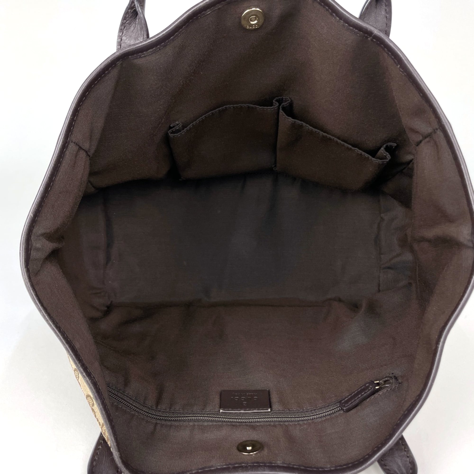 Gucci Brown Gg Canvas Leather Tote Bag (Pre-Owned)