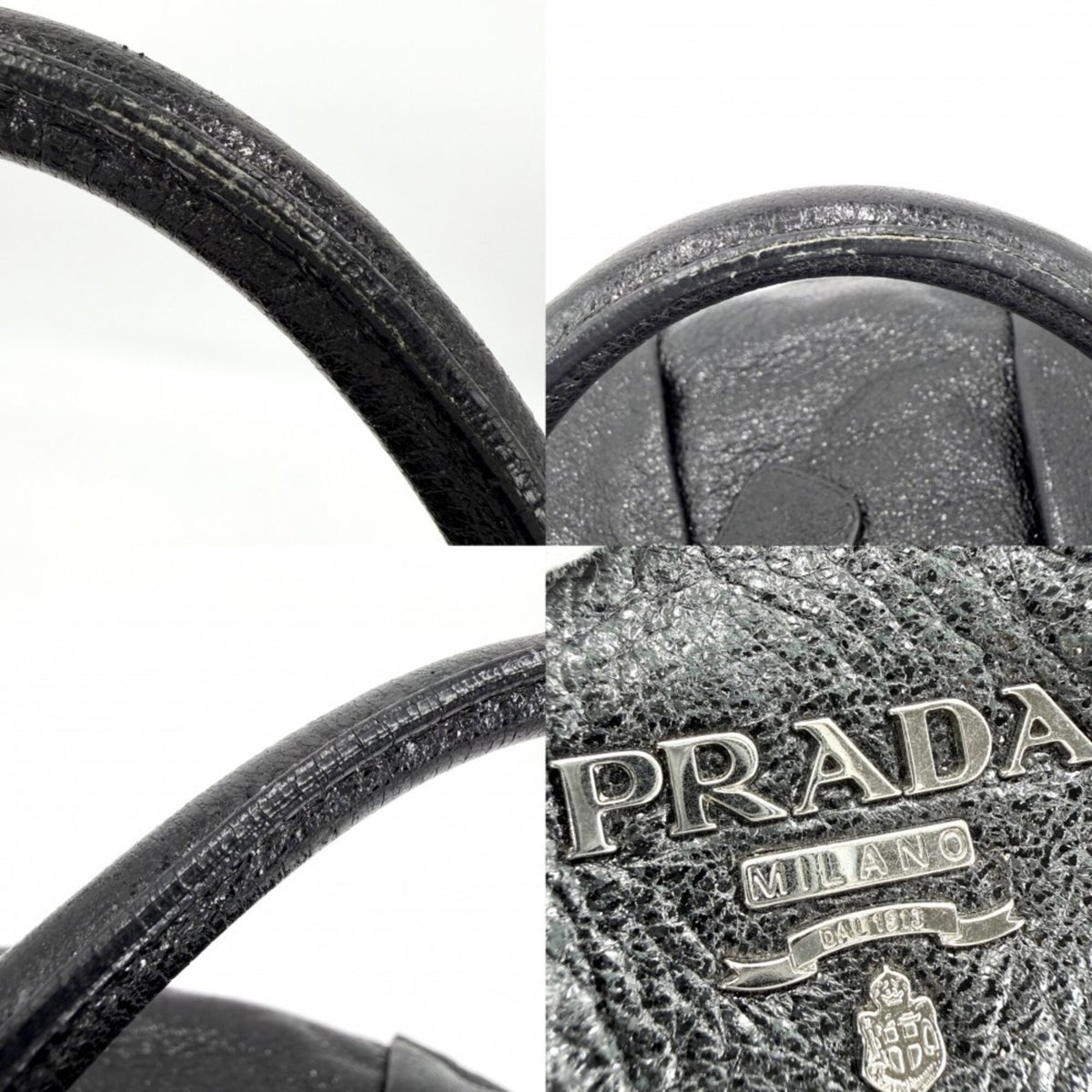 Prada Black Leather Handbag Tote Bag (Pre-Owned)