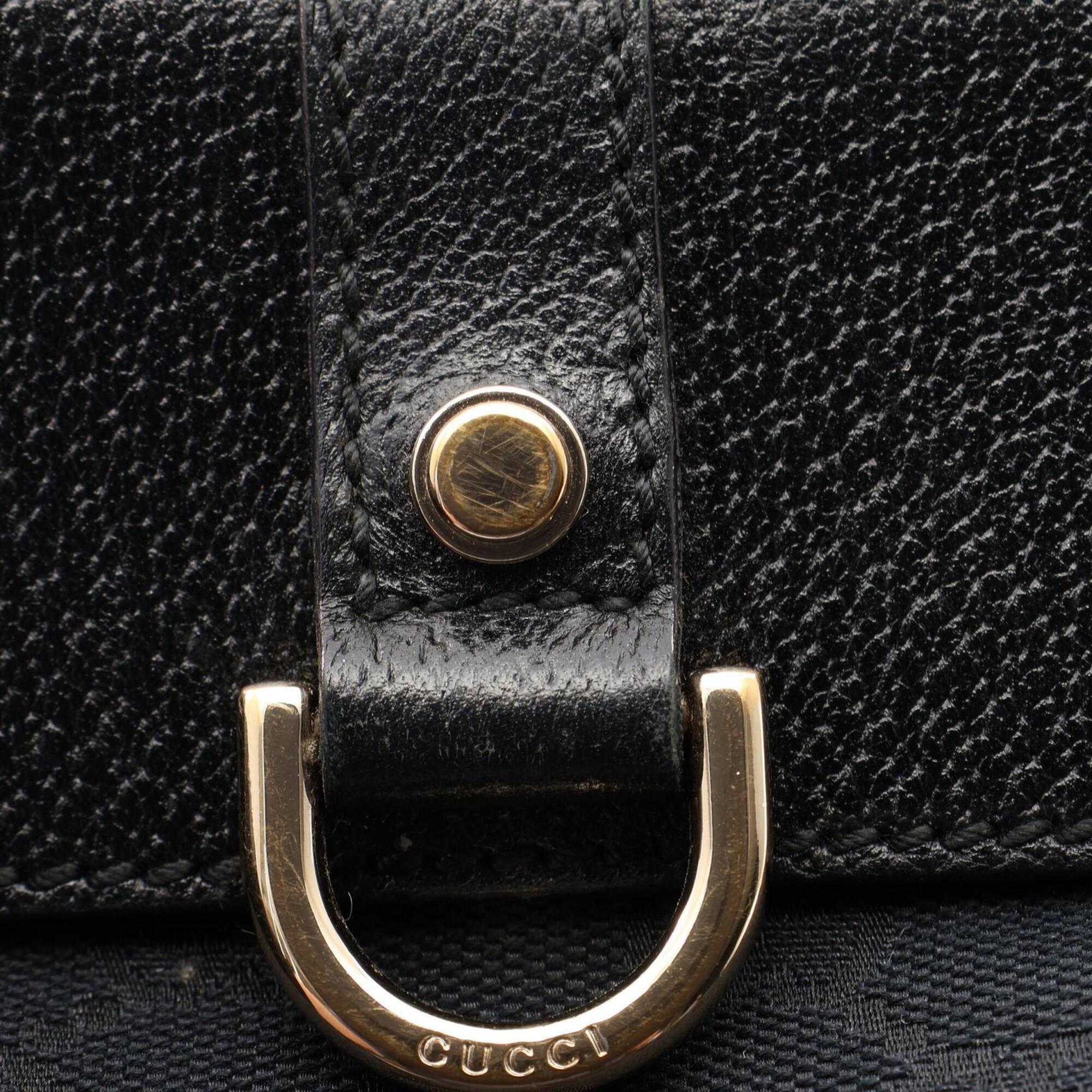 Gucci Black Canvas Leather Handbag Shoulder Bag (Pre-Owned)