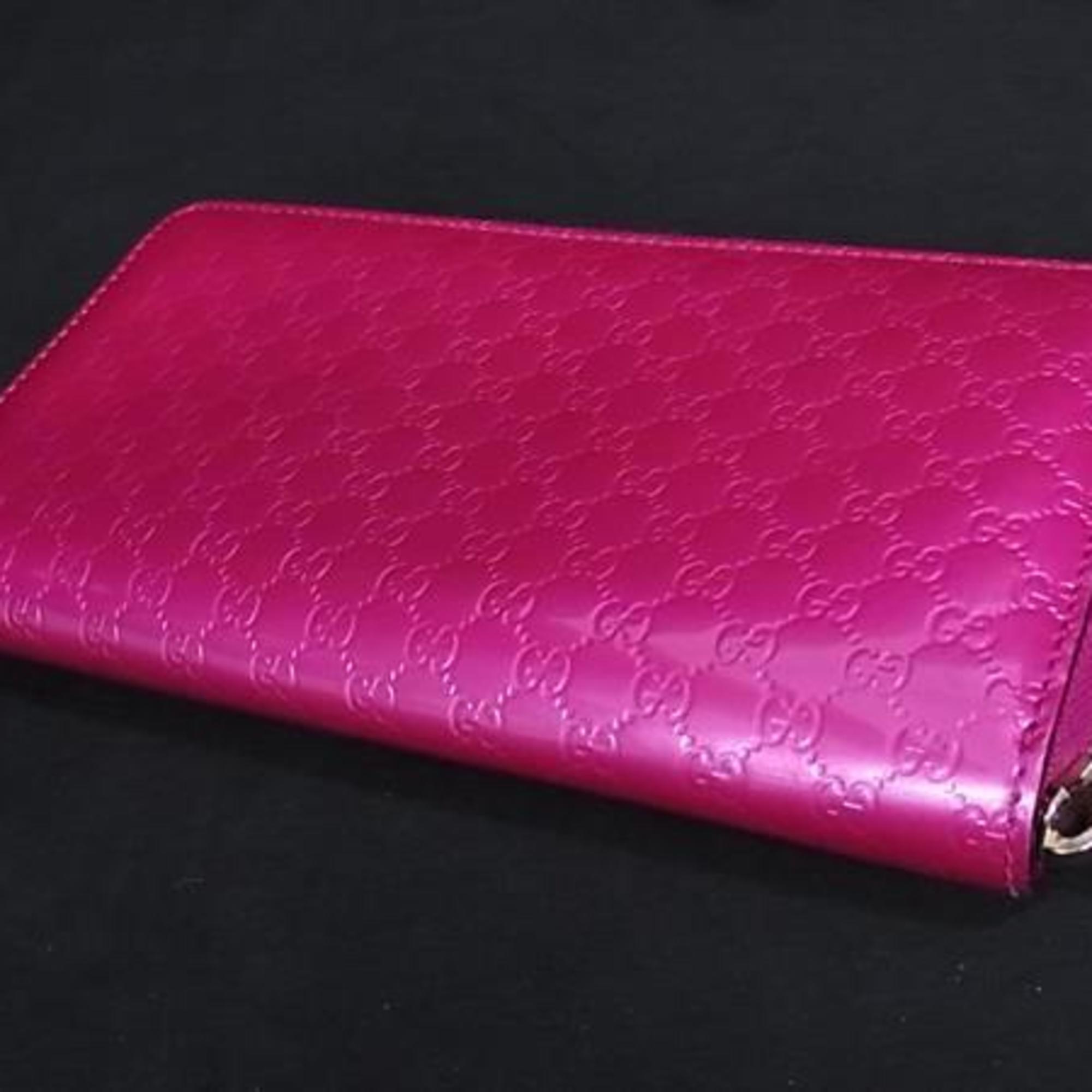 Gucci Pink Purple Patent Leather Long Wallet (Bi-Fold) (Pre-Owned)