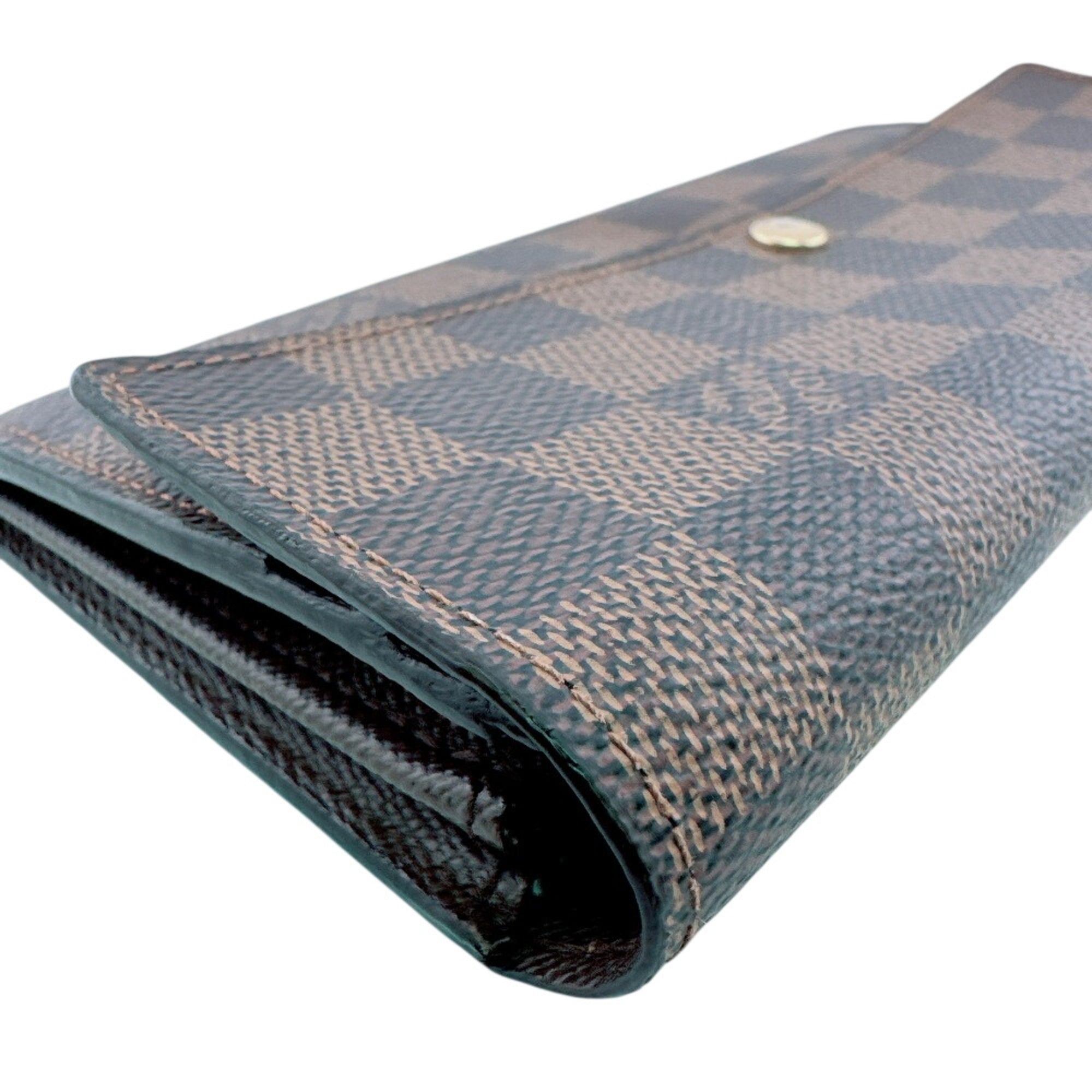Louis Vuitton Brown Leather Long Wallet (Tri-Fold) (Pre-Owned)