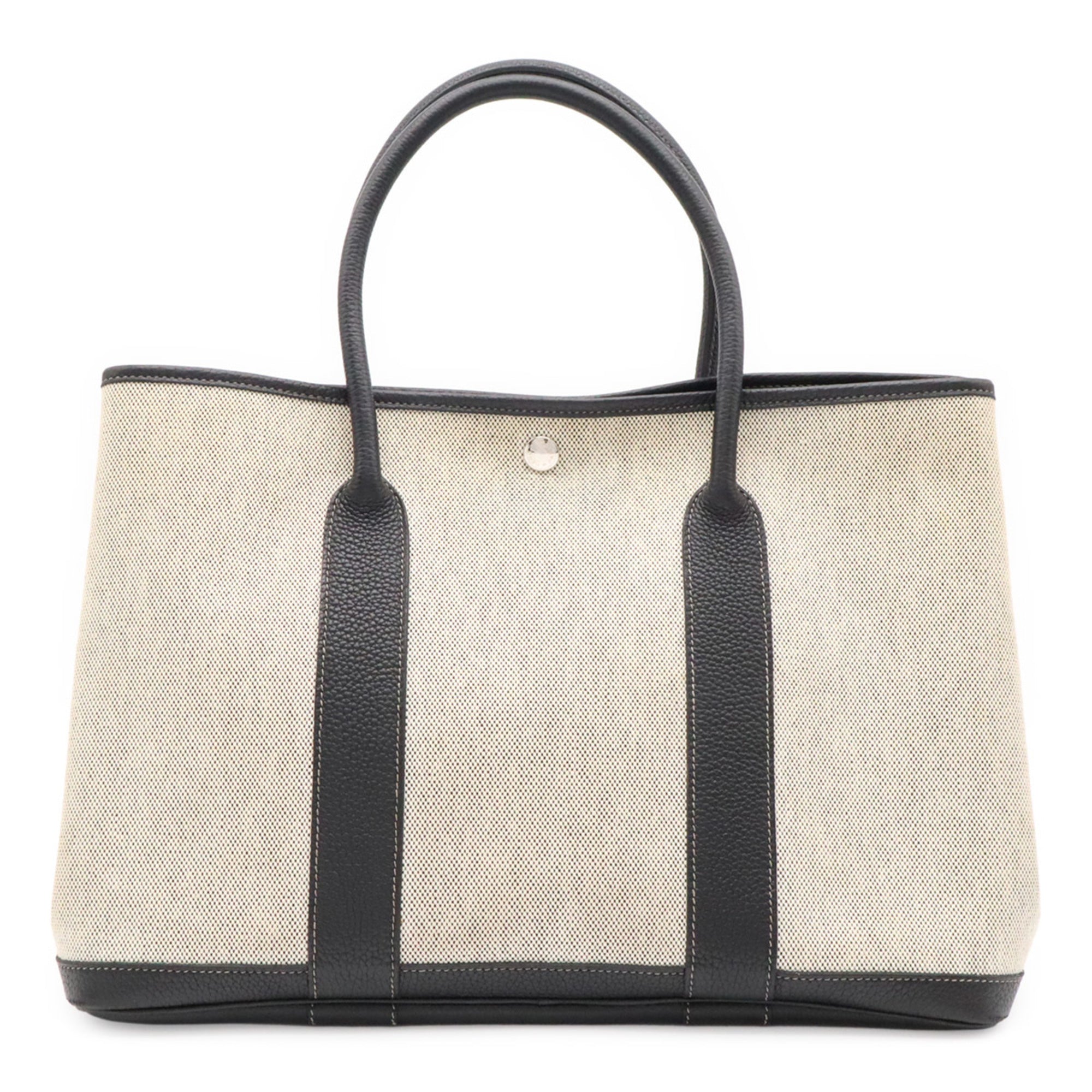 Hermes Garden Black Gray Toile H Handbag Tote Bag (Pre-Owned)
