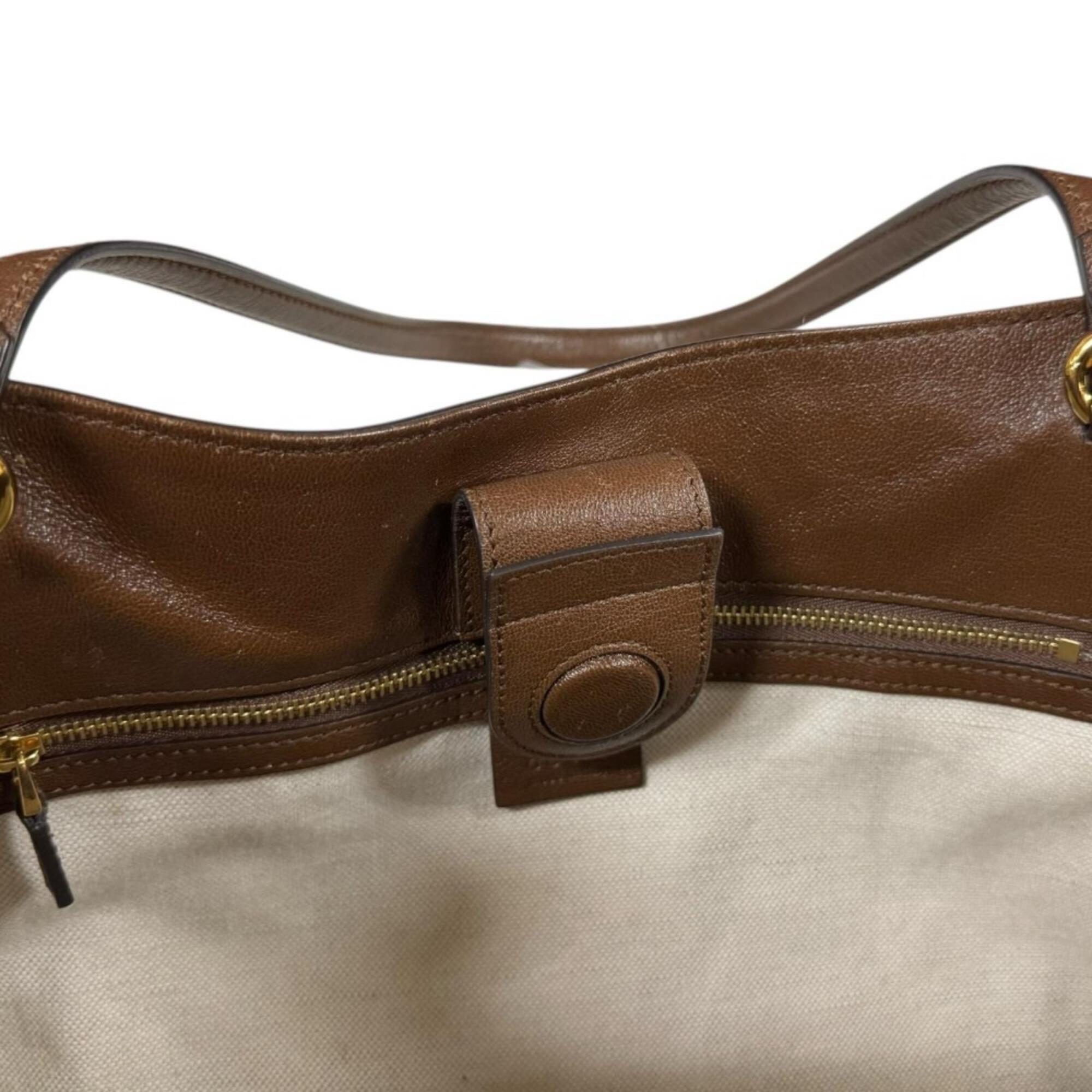 Gucci Brown Leather Tote Bag (Pre-Owned)